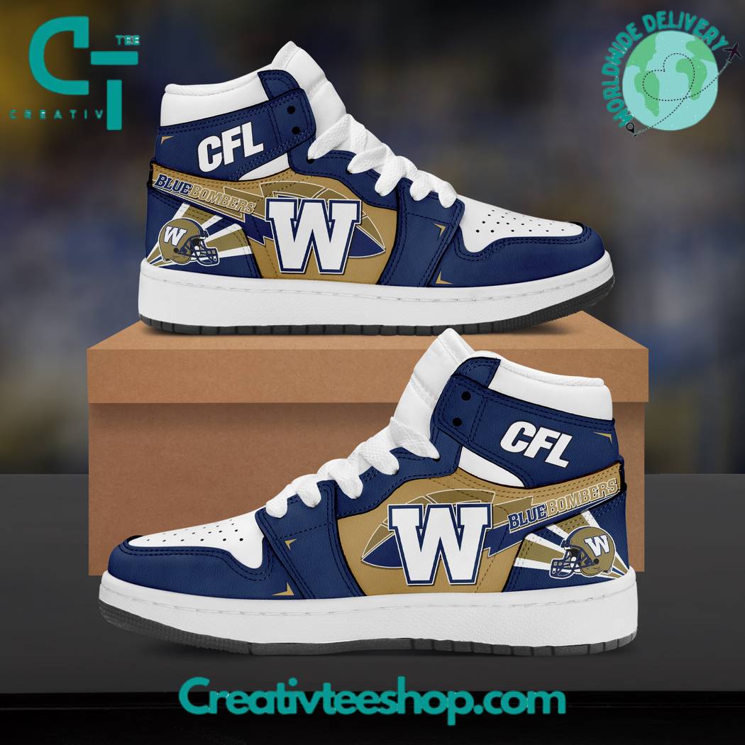 JWFancy Winnipeg Blue Bombers AJ1 High Sneakers Shoes For Men And Women
