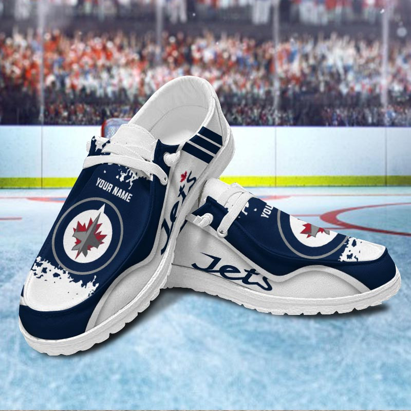 JWFancy Winnipeg Jets Hey Dude Shoes Wally Men's Lace Up Loafers Comfortable For Men And Women