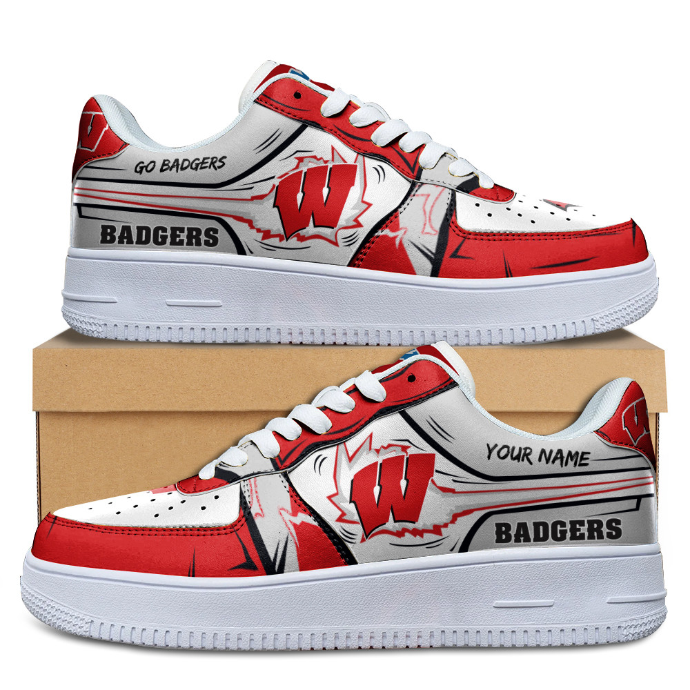 JWFancy Wisconsin Badgers Air Low-Top Sneakers Shoes For Men And Women