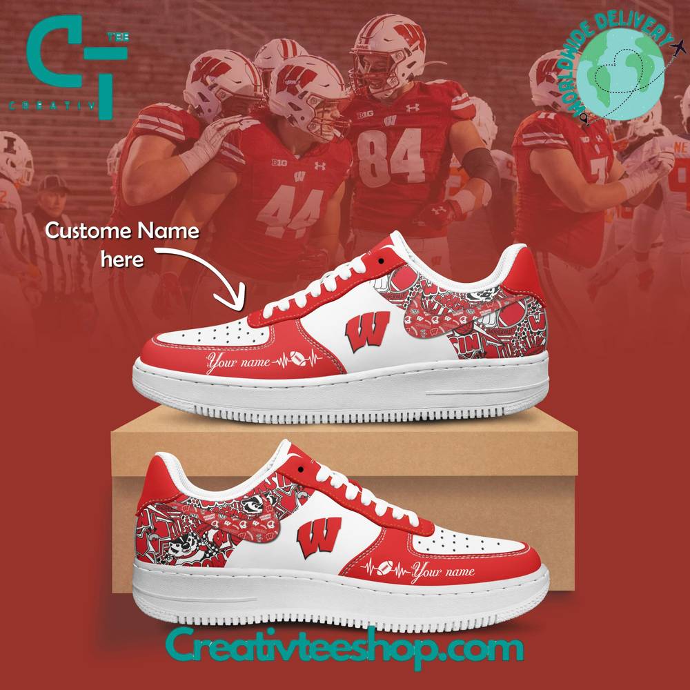 JWFancy Wisconsin Badgers Air Low-Top Sneakers Shoes For Men And Women