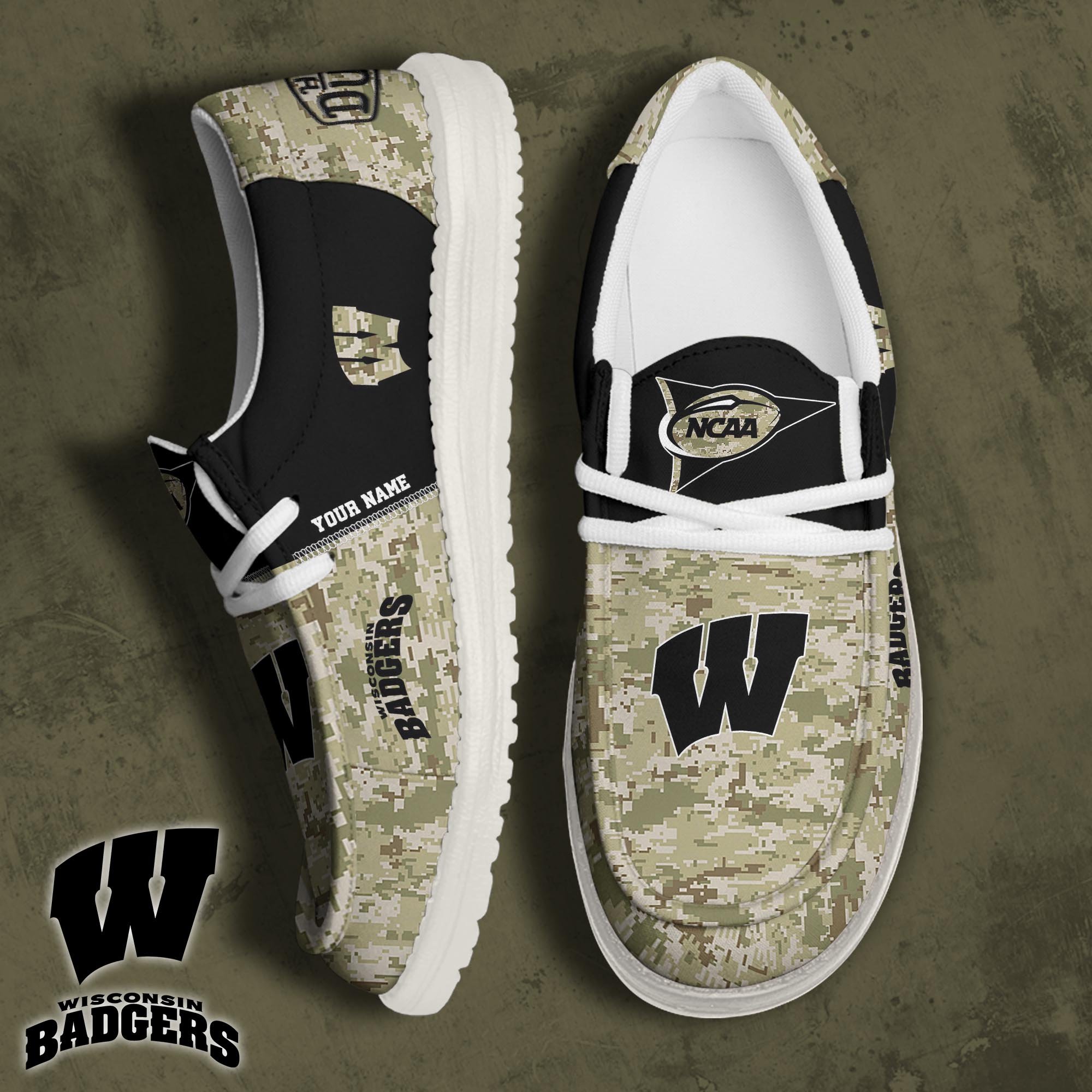 JWFancy Wisconsin Badgers Hey Dude Shoes Wally Men's Lace Up Loafers Comfortable For Men And Women