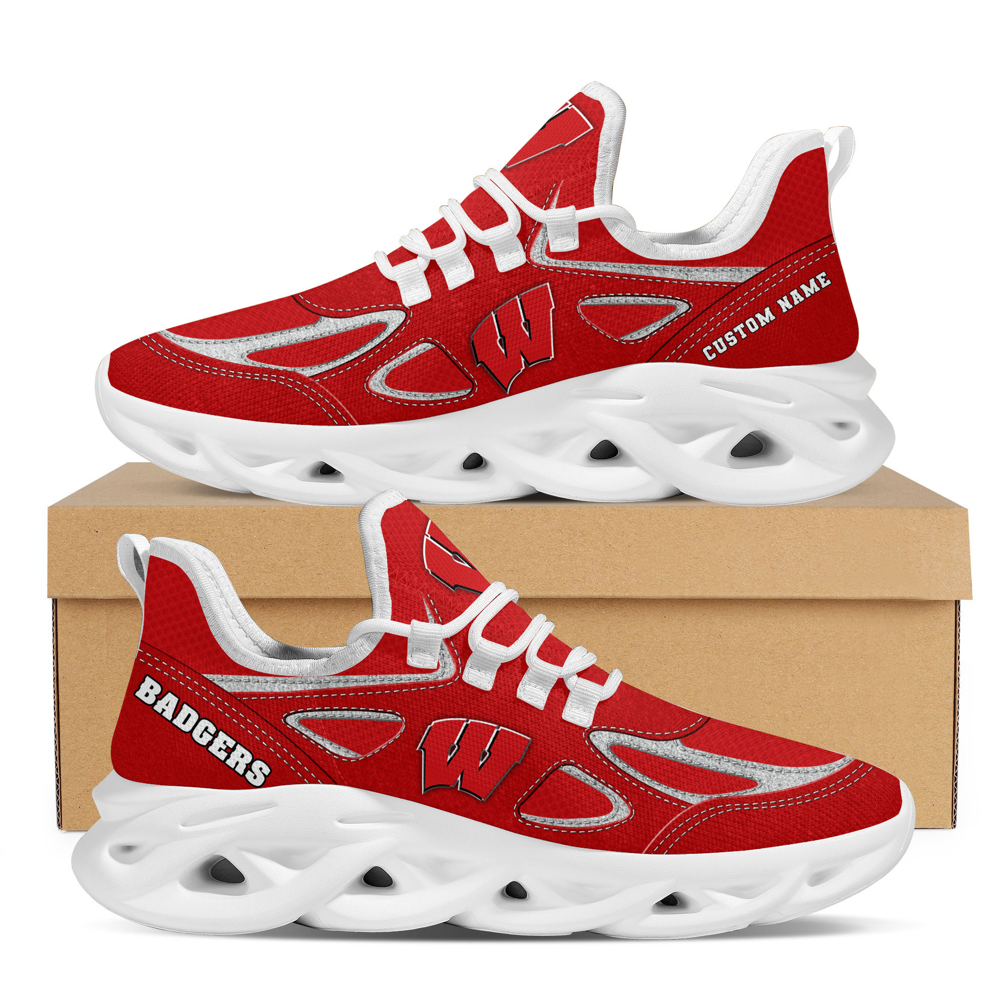 JWFancy Wisconsin Badgers Max Soul Shoes Sneakers For Men And Women