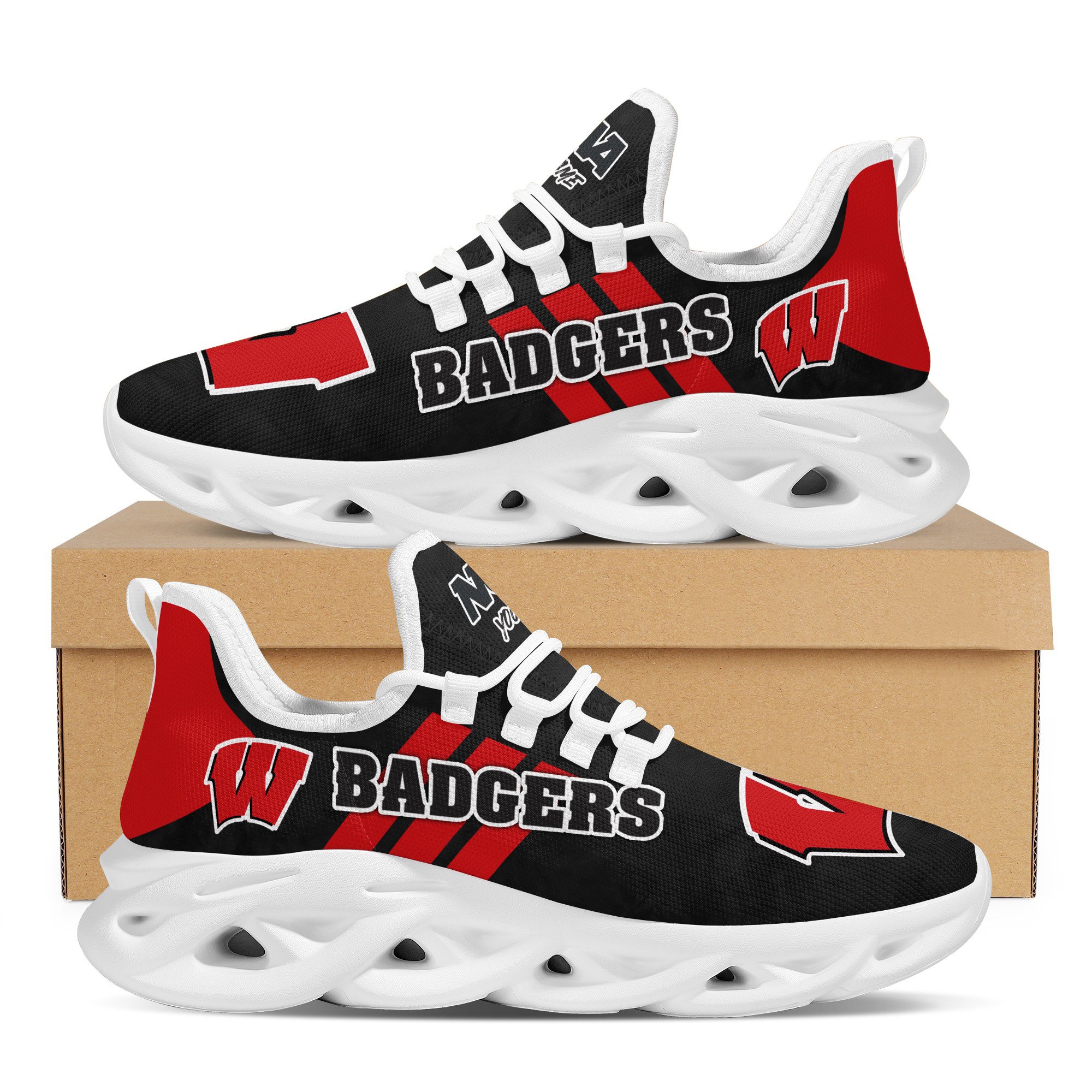 JWFancy Wisconsin Badgers Max Soul Shoes Sneakers For Men And Women