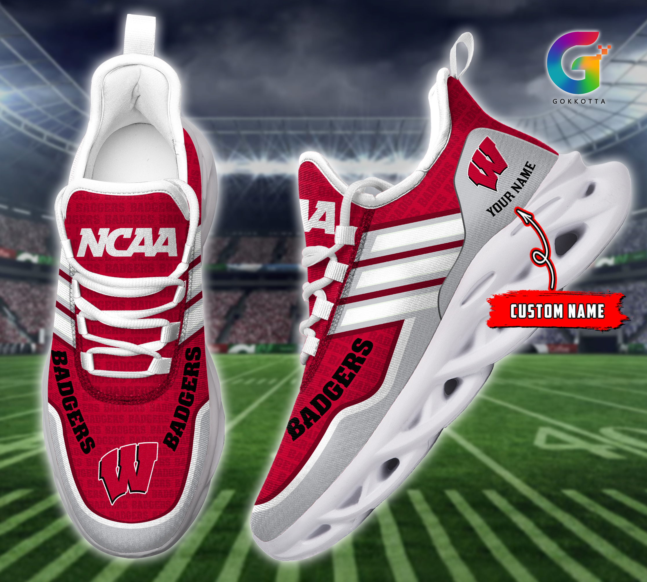JWFancy Wisconsin Badgers NCAA Max Soul Shoes Sneakers For Men And Women