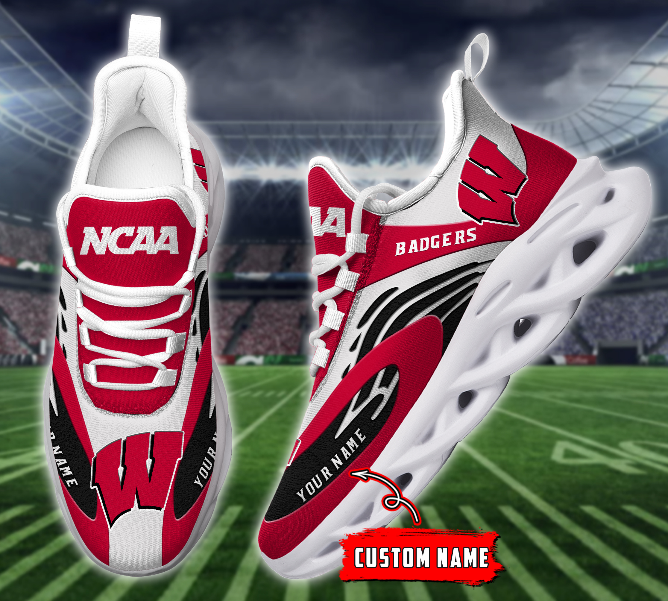 JWFancy Wisconsin Badgers NCAA Max Soul Shoes Sneakers For Men And Women