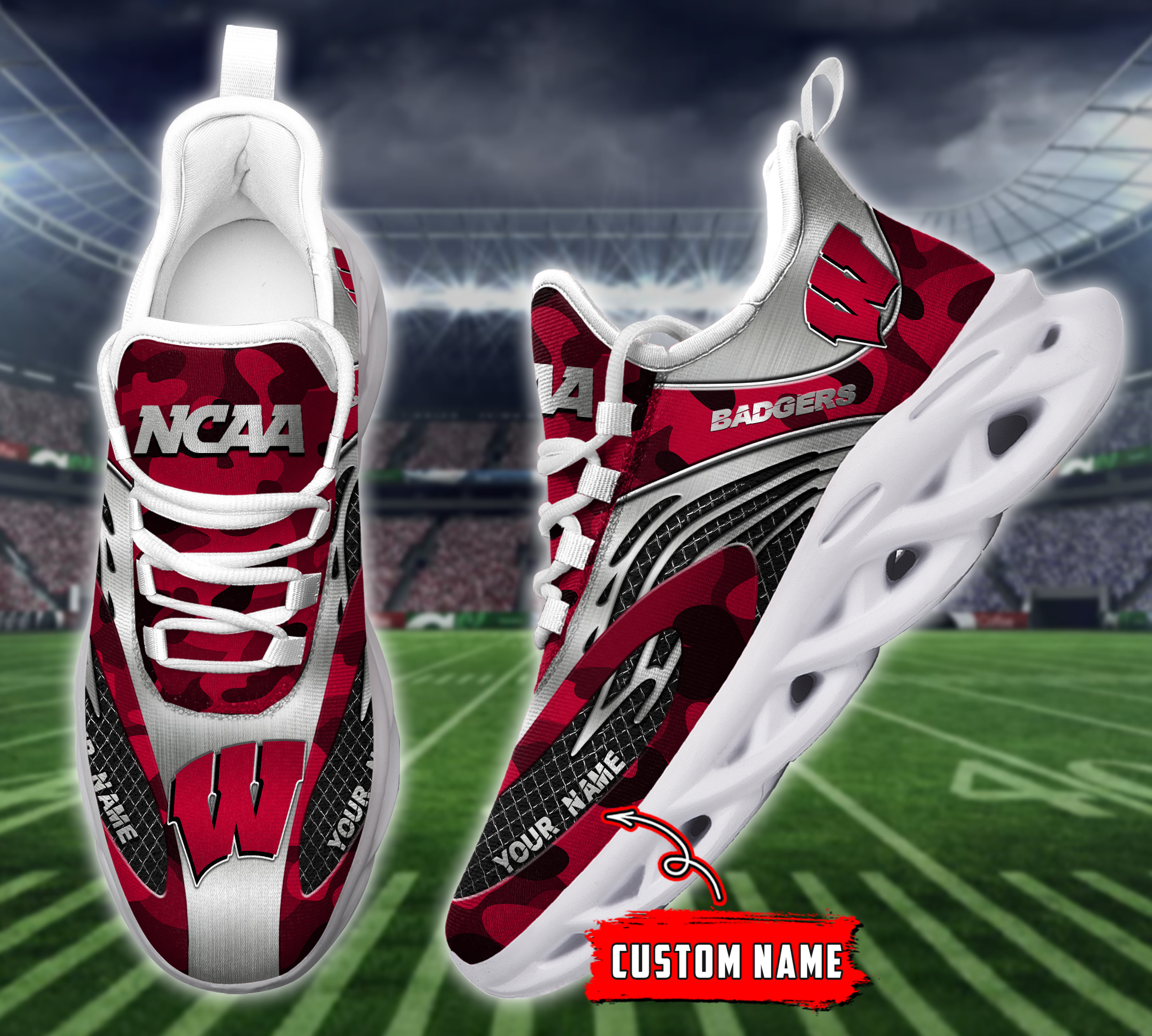 JWFancy Wisconsin Badgers NCAA Max Soul Shoes Sneakers For Men And Women