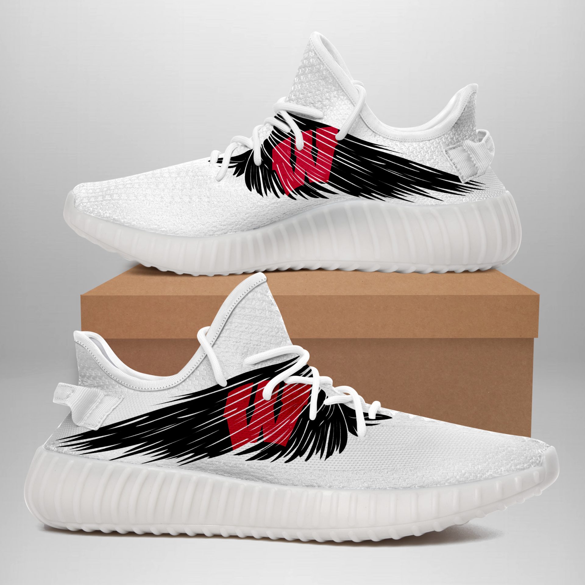 JWFancy Wisconsin Badgers Yeezy Boost Shoes For Men And Women