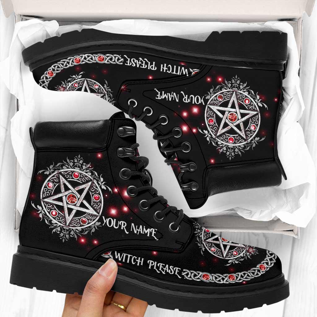 JWFancy Witch Please Red Pentagram Boots Shoes For Men And Women