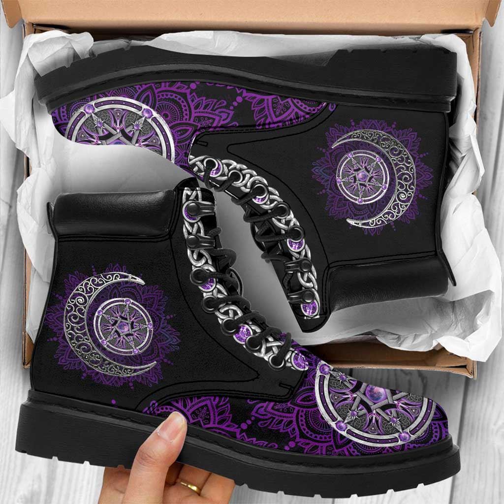 JWFancy Witch Purple Moon Boots Shoes For Men And Women