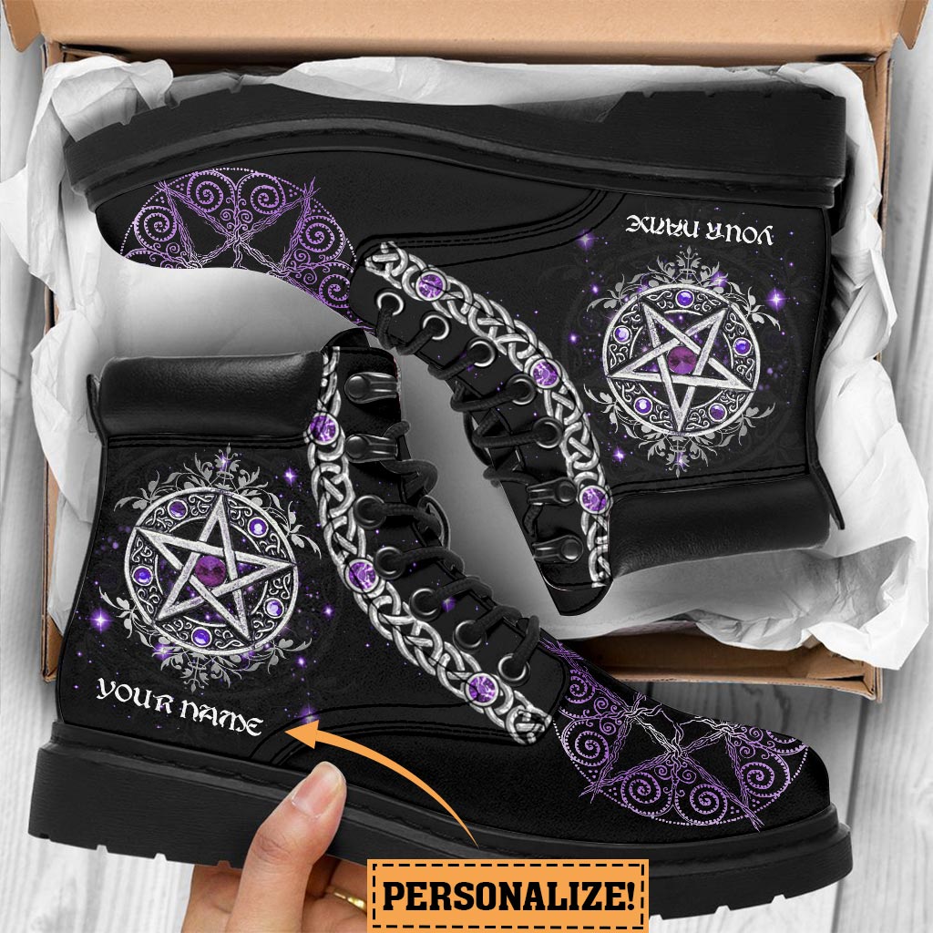 JWFancy Witch Vibes Purple Pentagram Boots Shoes For Men And Women