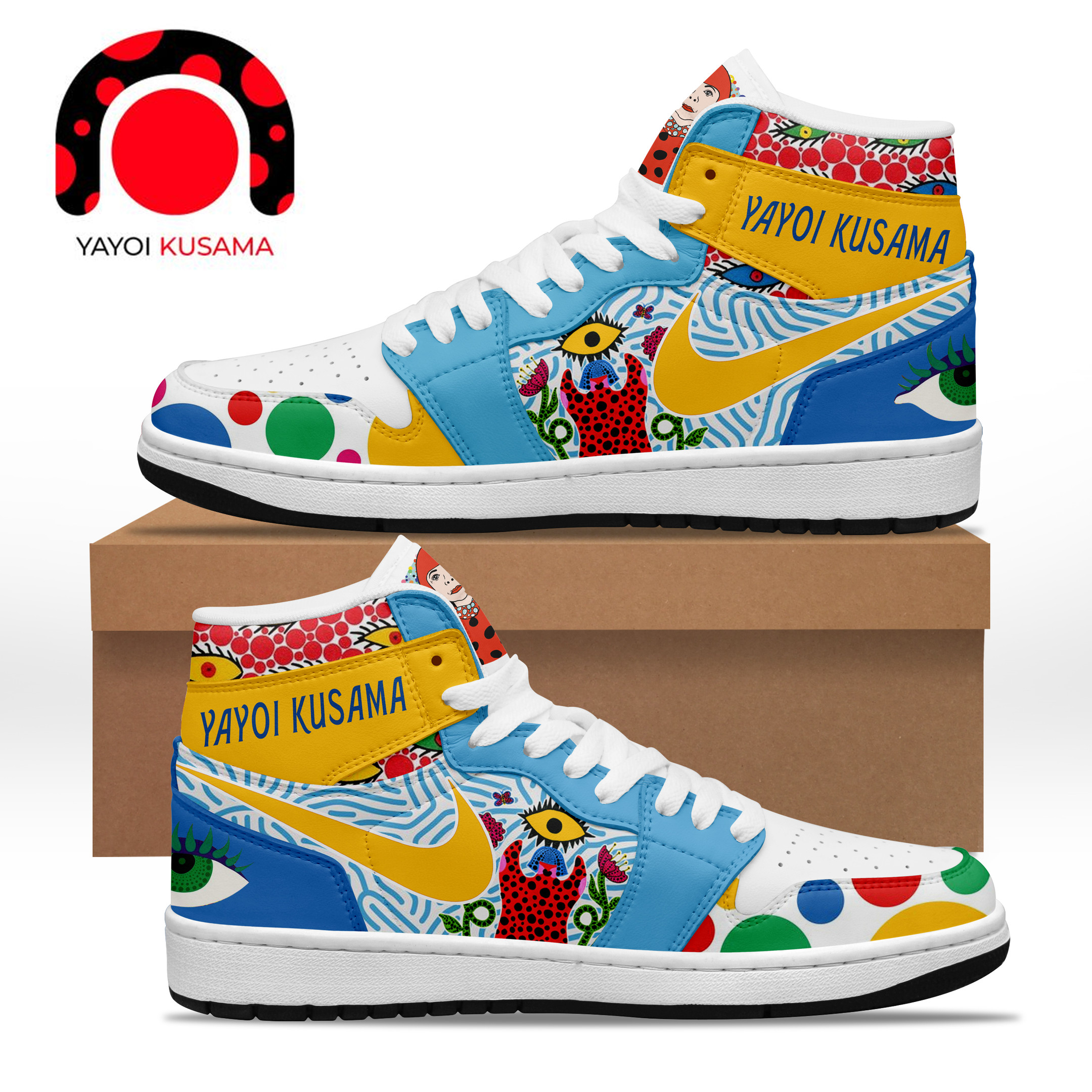 JWFancy Yayoi Kusama AJ1 High Sneakers Shoes For Men And Women