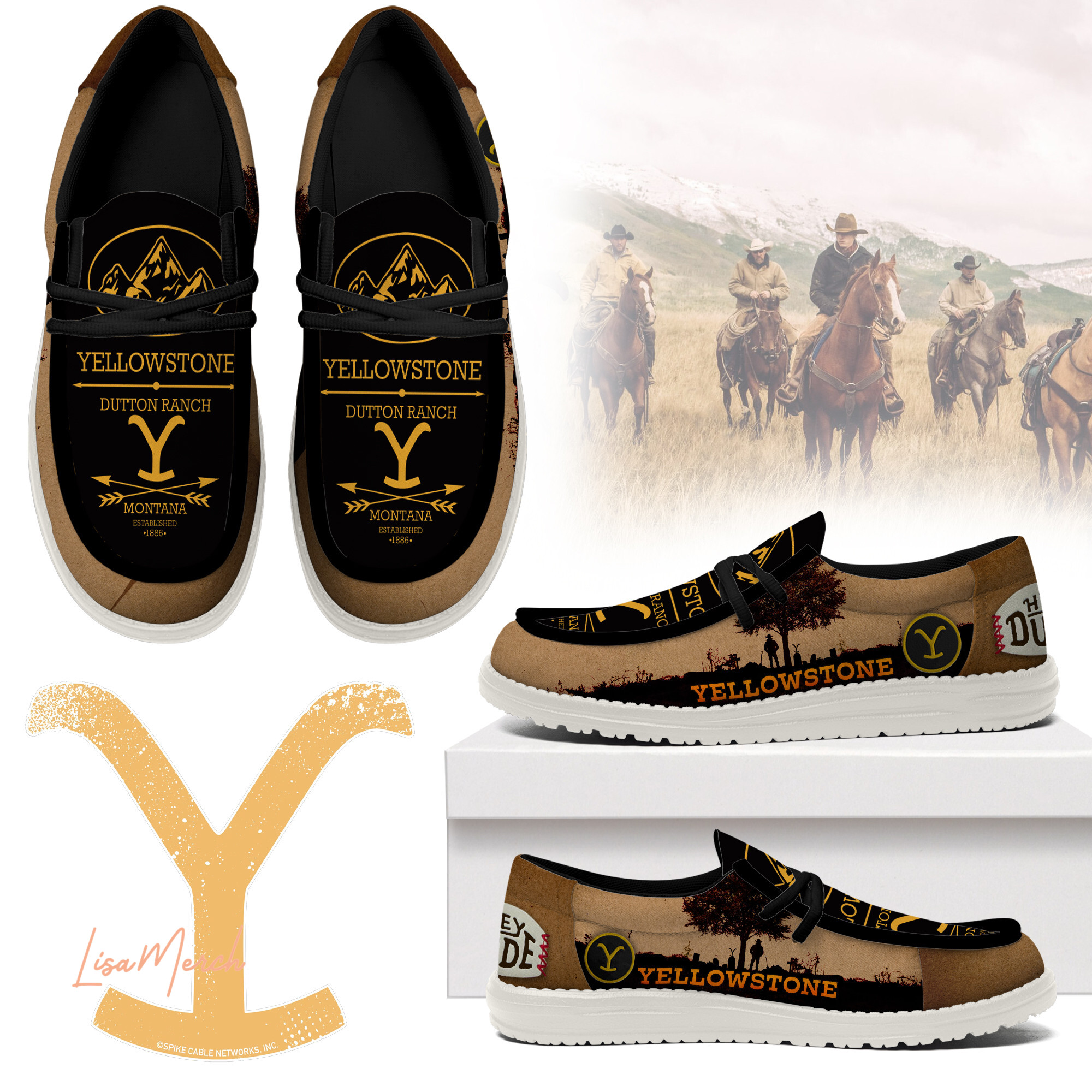 JWFancy Yellowstone Hey Dude Shoes Wally Men's Lace Up Loafers Comfortable For Men And Women