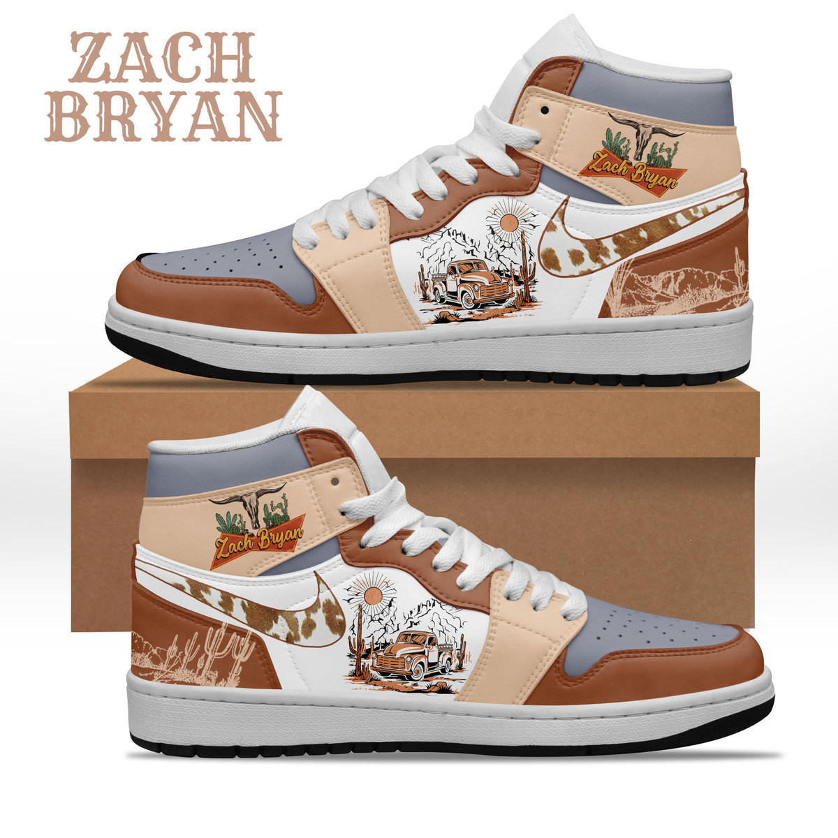 JWFancy Zach Bryan AJ1 High Sneakers Shoes For Men And Women