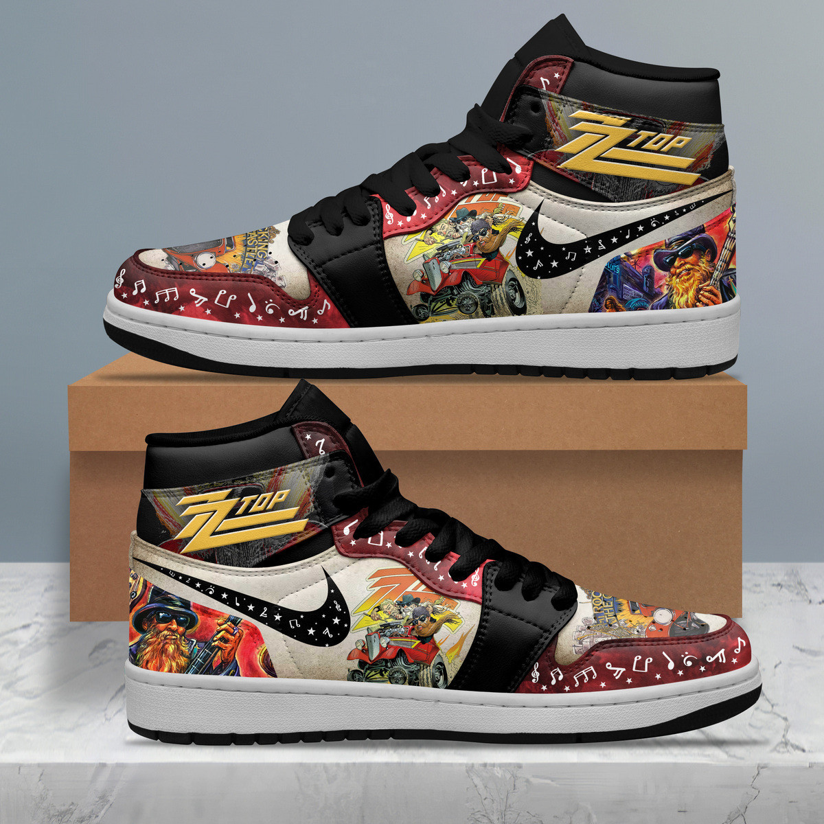 JWFancy ZZ Top AJ1 High Sneakers Shoes For Men And Women