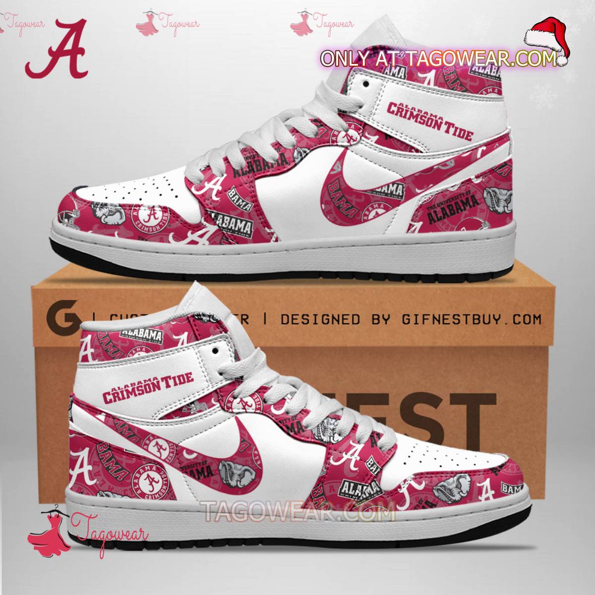 JWFancy Alabama Crimson Tide AJ1 High Sneakers Shoes For Men And Women