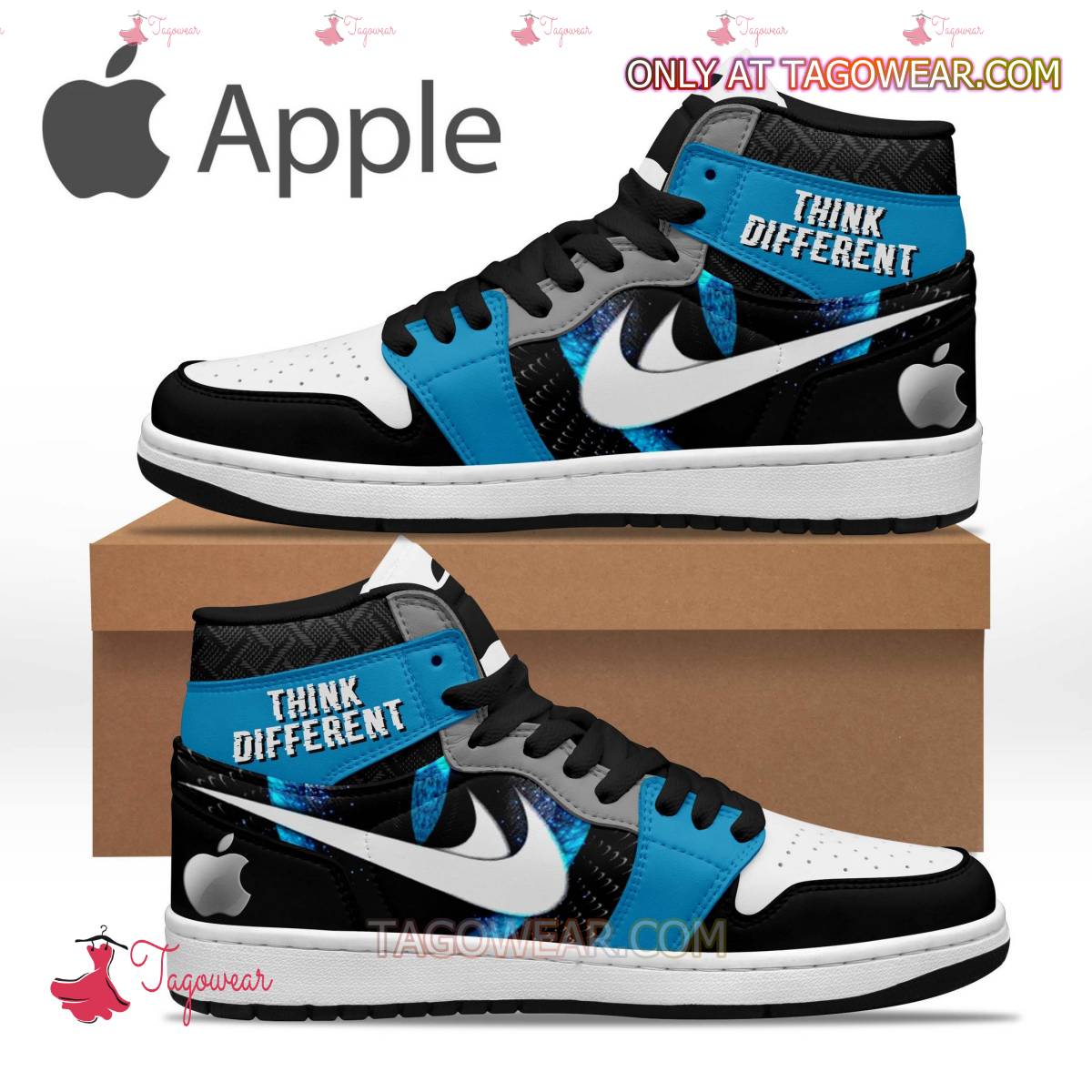 JWFancy Apple Think Different AJ1 High Sneakers Shoes For Men And Women