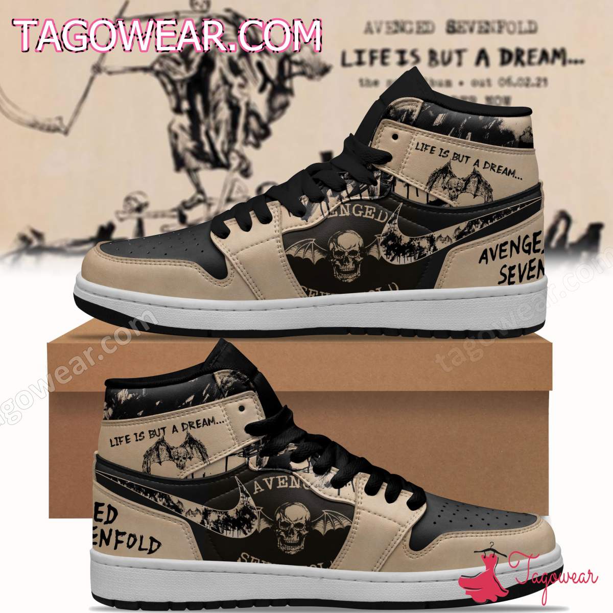 JWFancy Avenged Sevenfold AJ1 High Sneakers Shoes For Men And Women