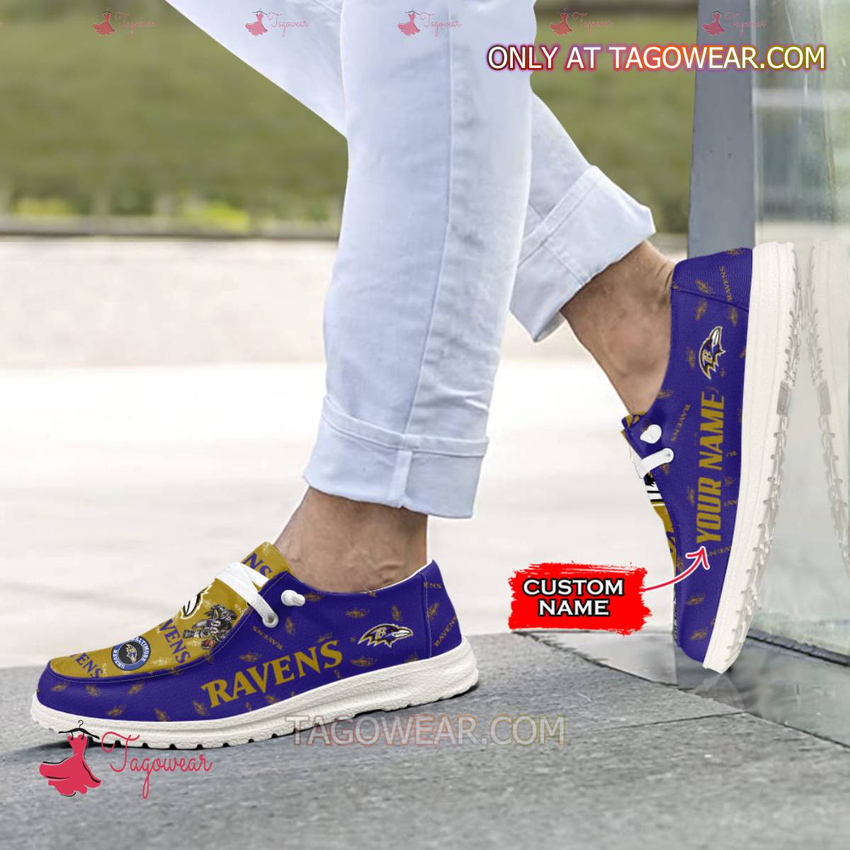 JWFancy Baltimore Ravens Personalized Hey Dude Shoes For Men And Women