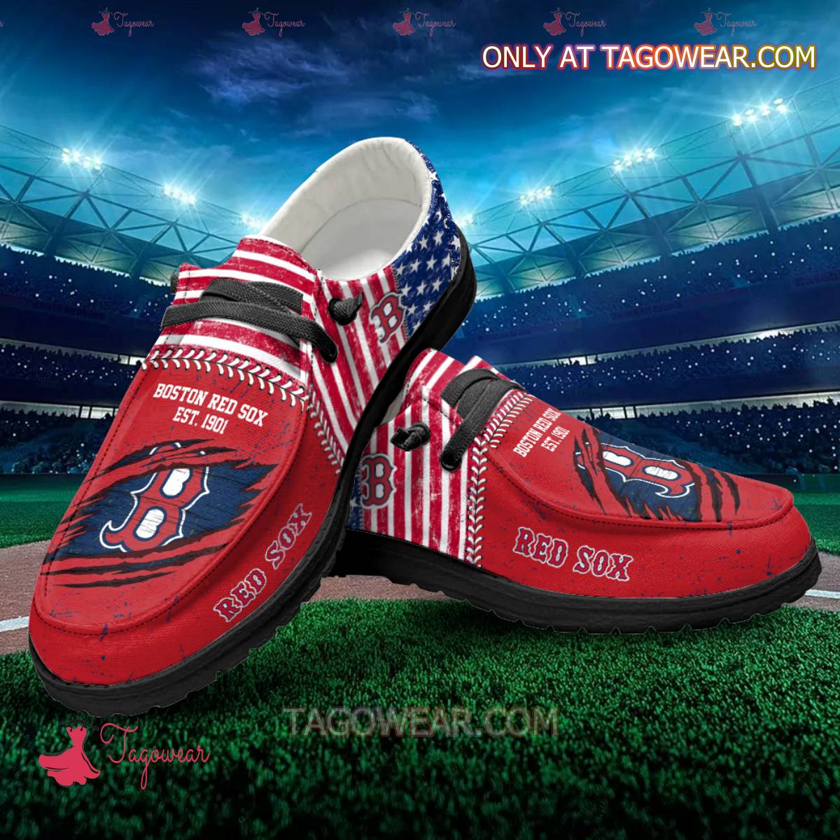 JWFancy Boston Red Sox Hey Dude Shoes Wally Men’s Lace Up Loafers Comfortable For Men And Women