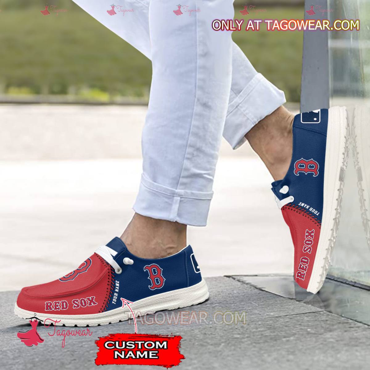 JWFancy Boston Red Sox Hey Dude Shoes Wally Men’s Lace Up Loafers Comfortable For Men And Women