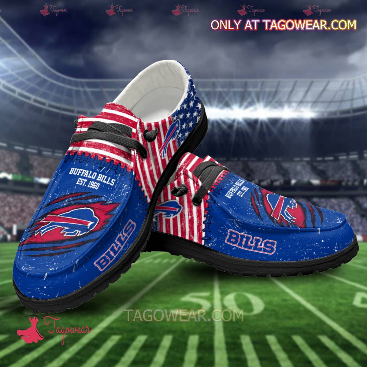 JWFancy Buffalo Bills  Hey Dude Shoes Wally Men’s Lace Up Loafers Comfortable For Men And Women