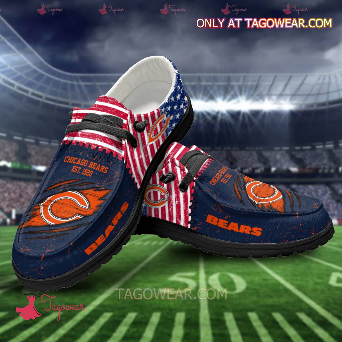 JWFancy Chicago Bears Hey Dude Shoes Wally Men’s Lace Up Loafers Comfortable For Men And Women