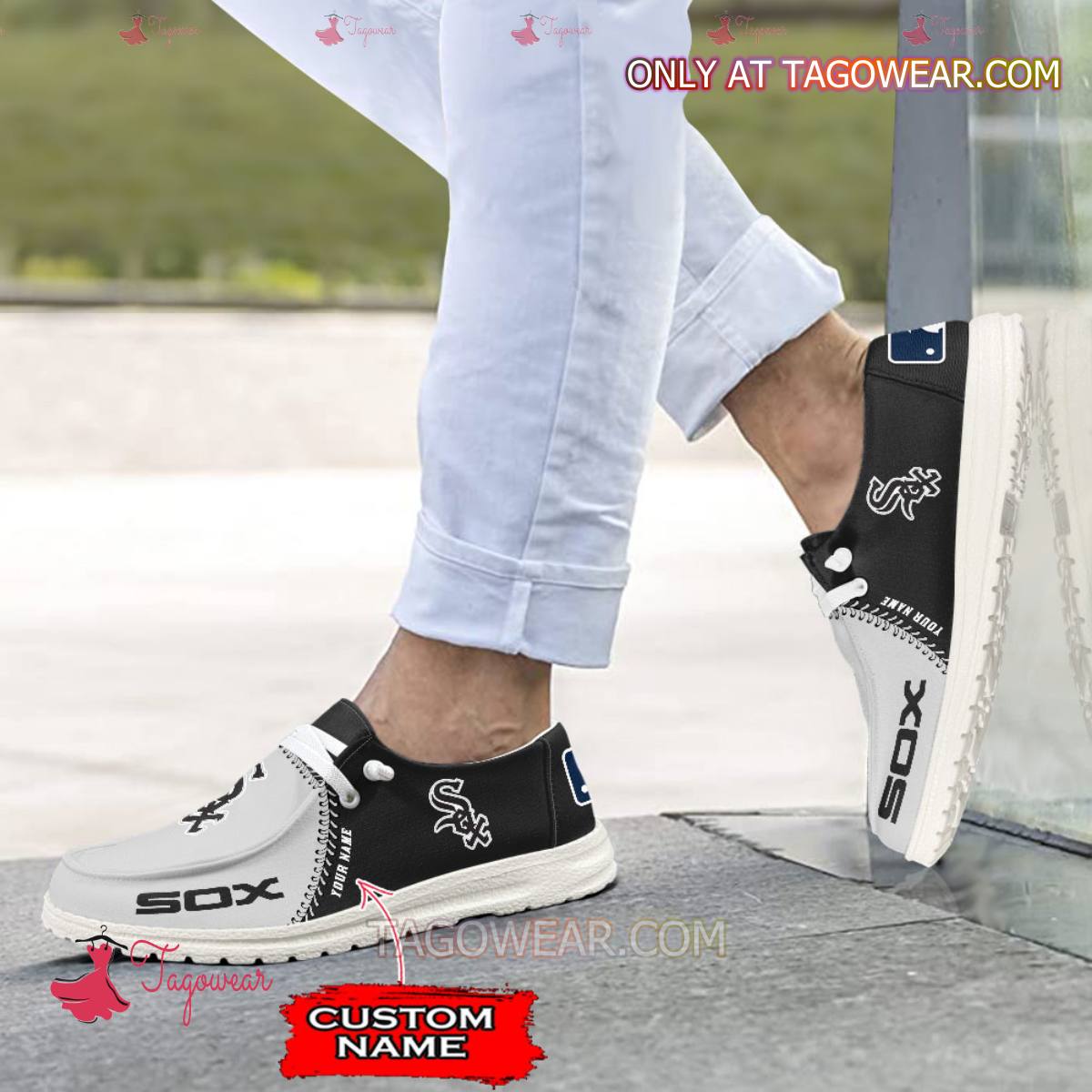 JWFancy Chicago White Sox Hey Dude Shoes Wally Men’s Lace Up Loafers Comfortable For Men And Women
