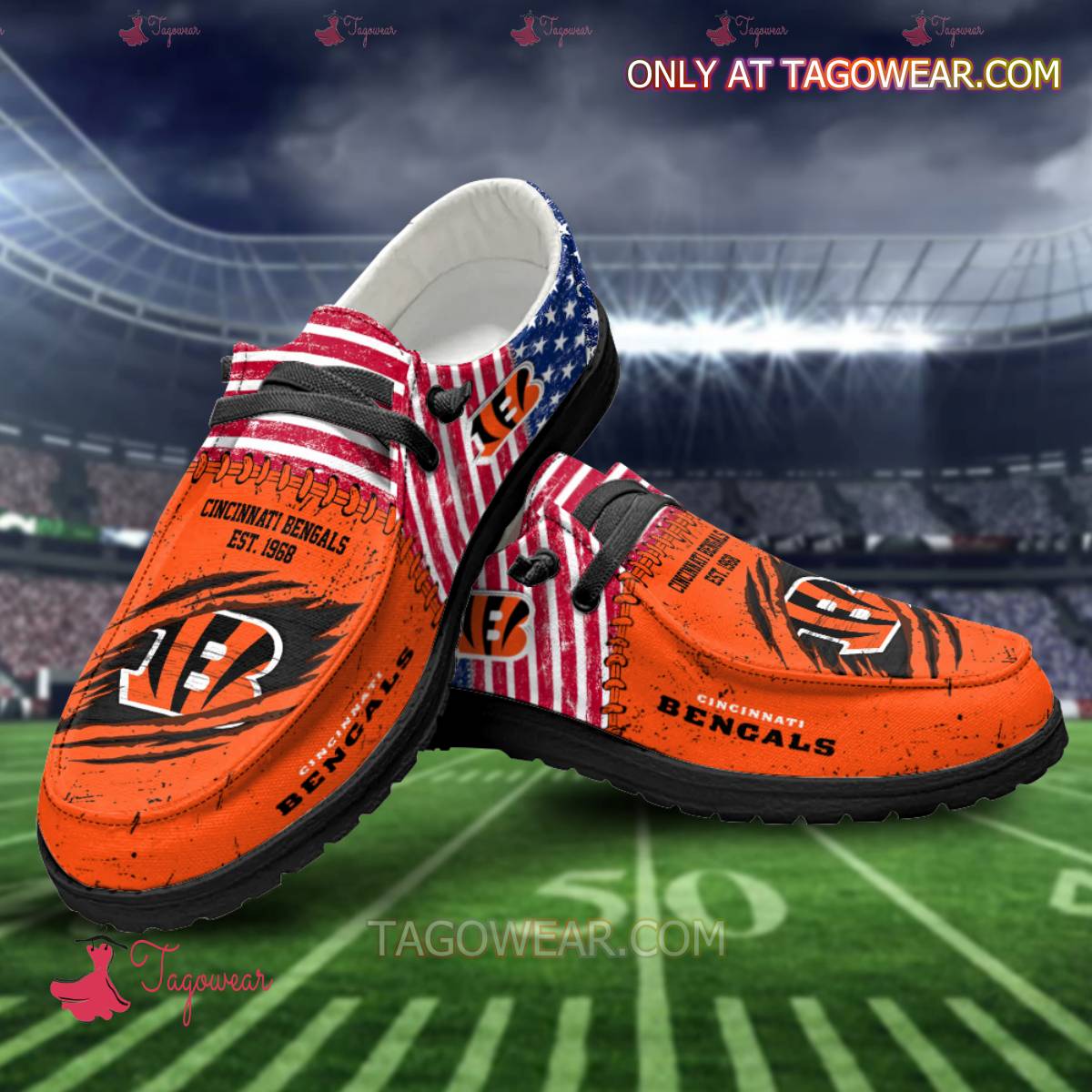 JWFancy Cincinnati Bengals Hey Dude Shoes Wally Men’s Lace Up Loafers Comfortable For Men And Women