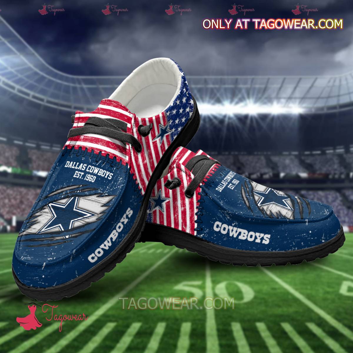JWFancy Dallas Cowboys Hey Dude Shoes Wally Men’s Lace Up Loafers Comfortable For Men And Women