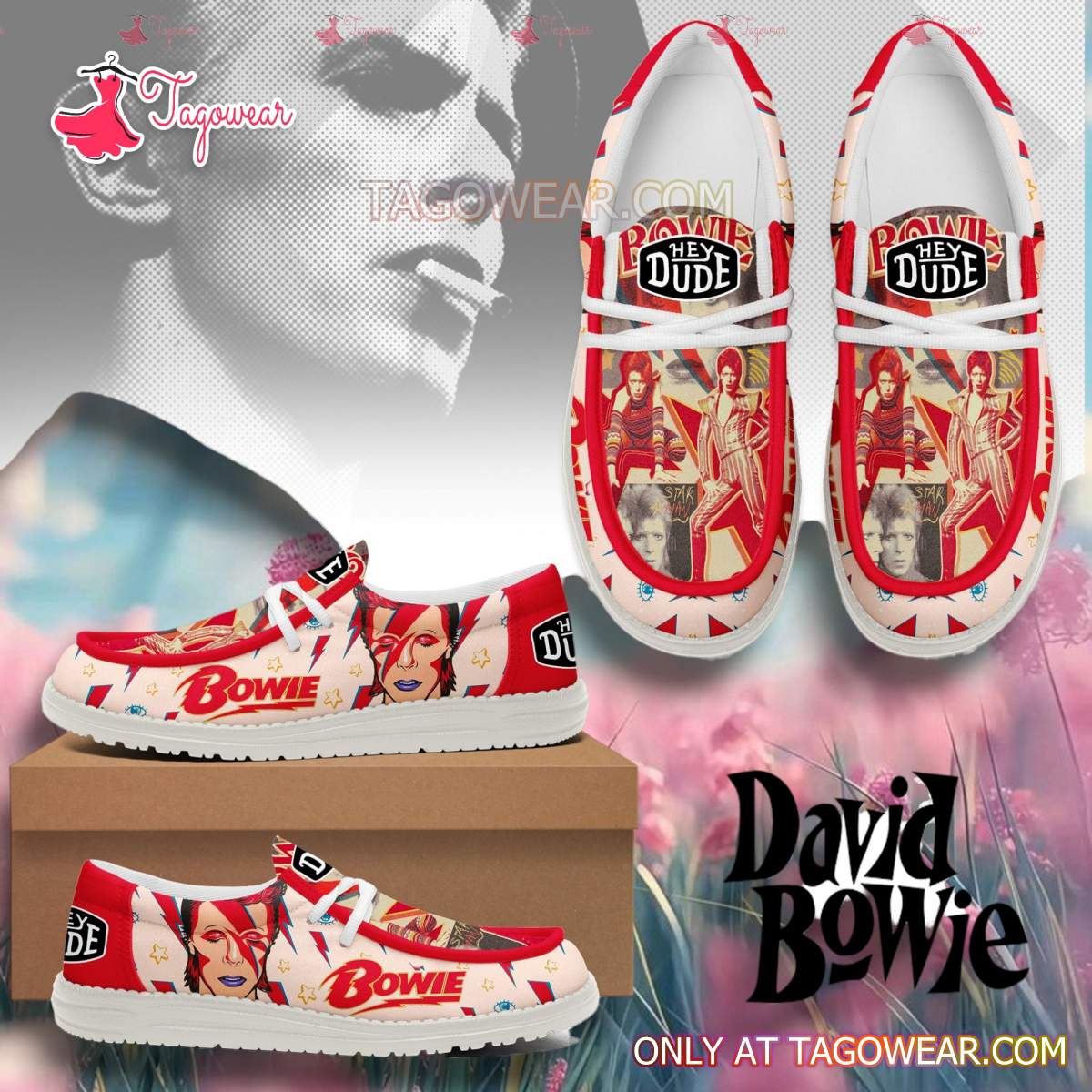 JWFancy David Bowie Hey Dude Shoes Wally Men’s Lace Up Loafers Comfortable For Men And Women