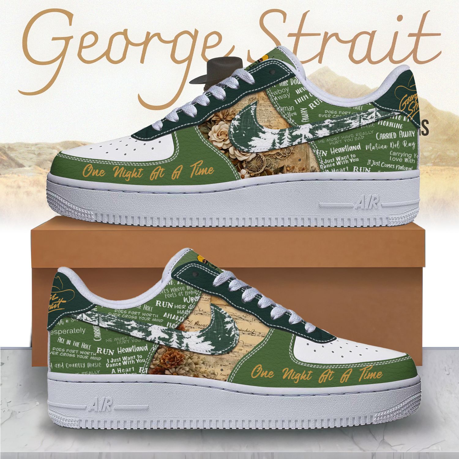 JWFancy George Strait Air Low-Top Sneakers Shoes For Men And Women
