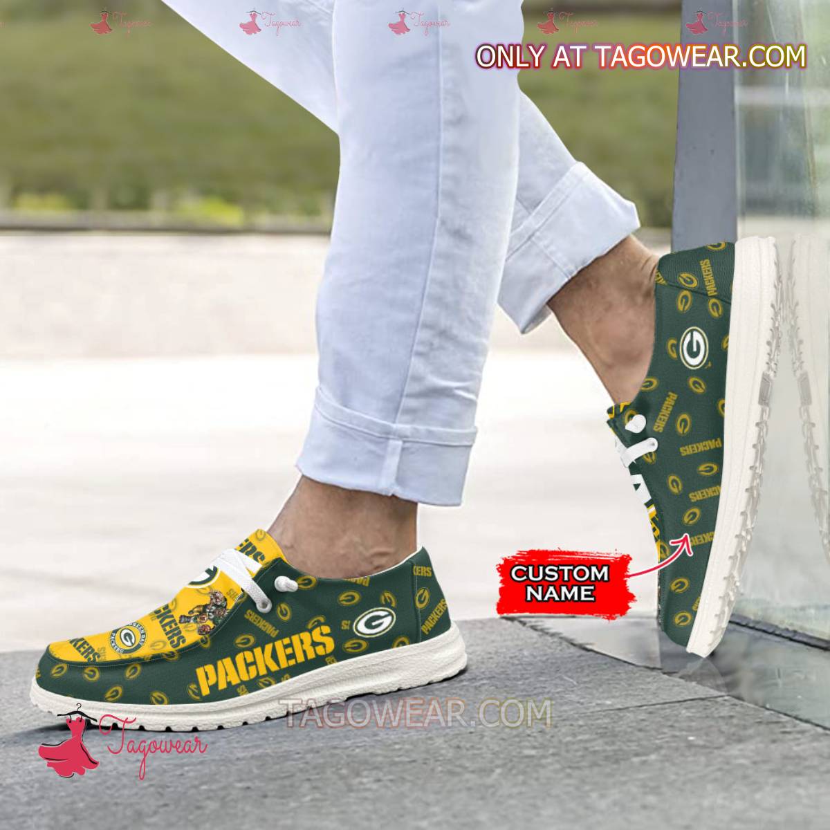 JWFancy Green Bay Packers Personalized Hey Dude Shoes For Men And Women