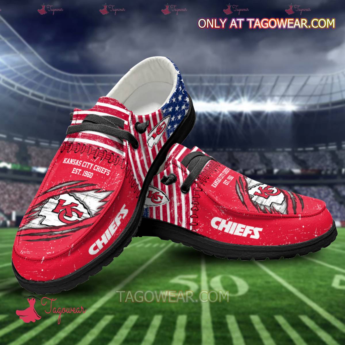 JWFancy Kansas City Chiefs Hey Dude Shoes Wally Men’s Lace Up Loafers Comfortable For Men And Women
