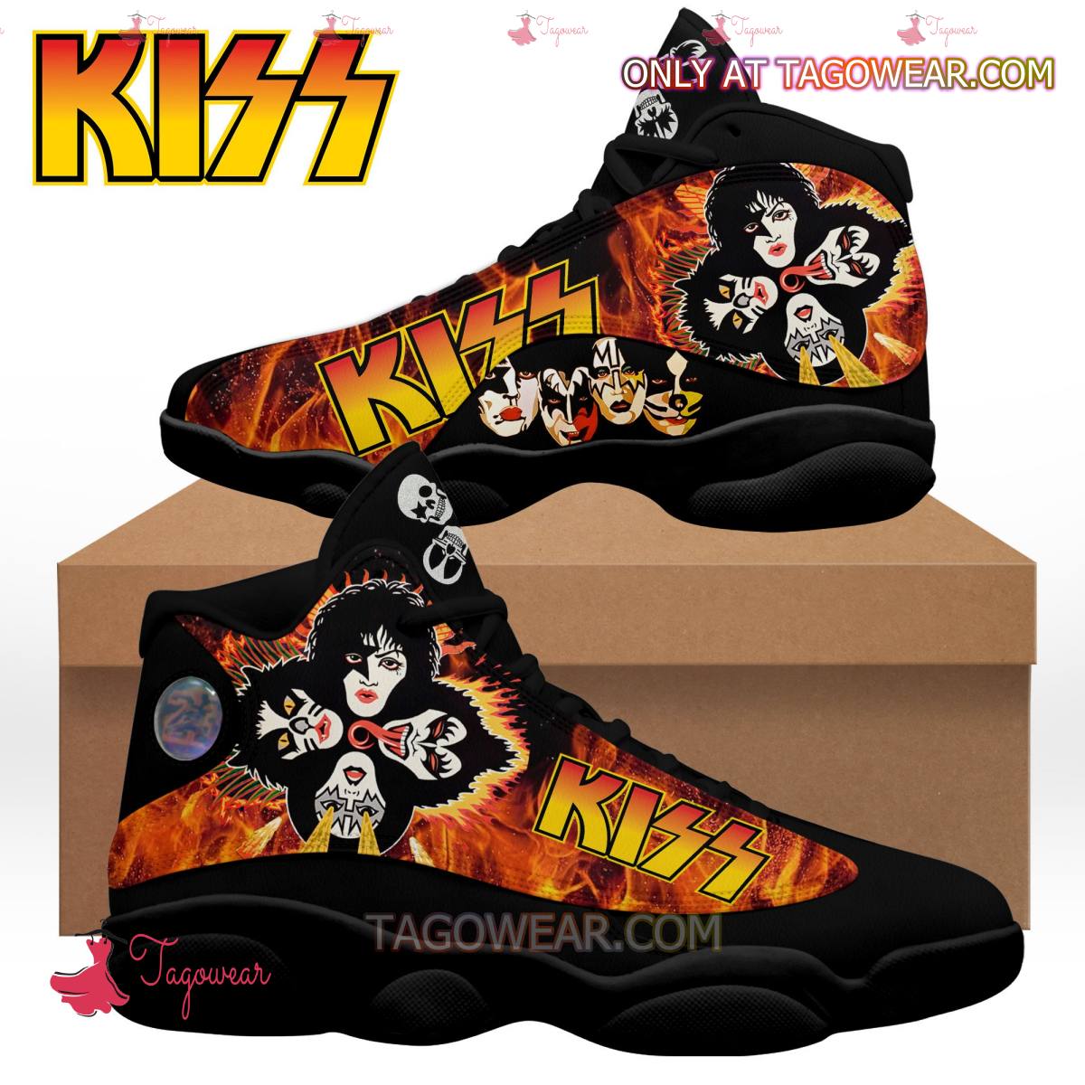 JWFancy Kiss Band AJ13 Sneakers Shoes For Men And Women