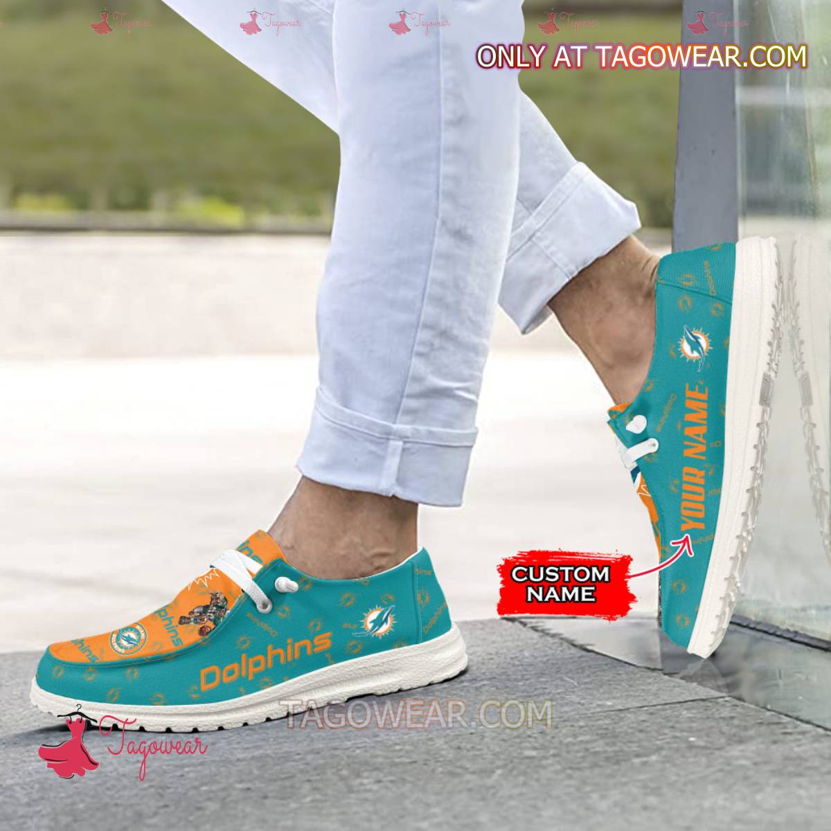 JWFancy Miami Dolphins Personalized Hey Dude Shoes For Men And Women
