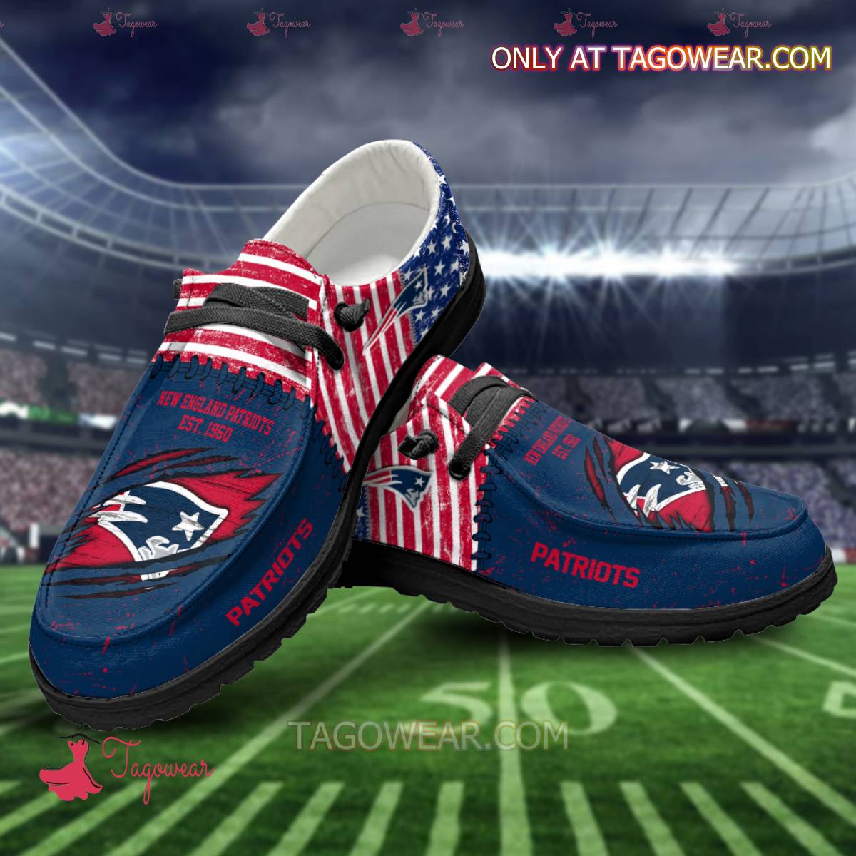 JWFancy New England Patriots Personalized Hey Dude Shoes For Men And Women
