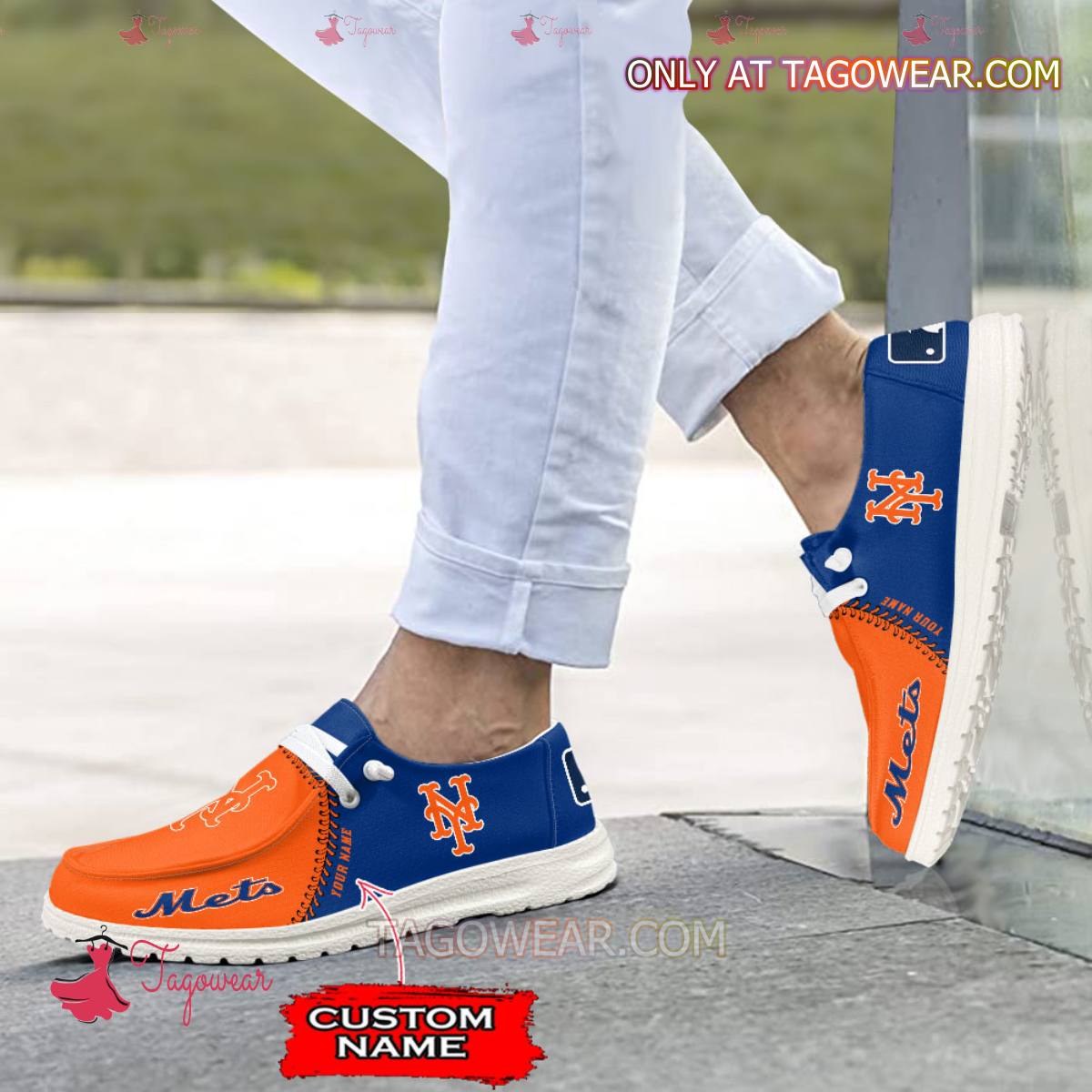 JWFancy New York Mets Hey Dude Shoes Wally Men’s Lace Up Loafers Comfortable For Men And Women