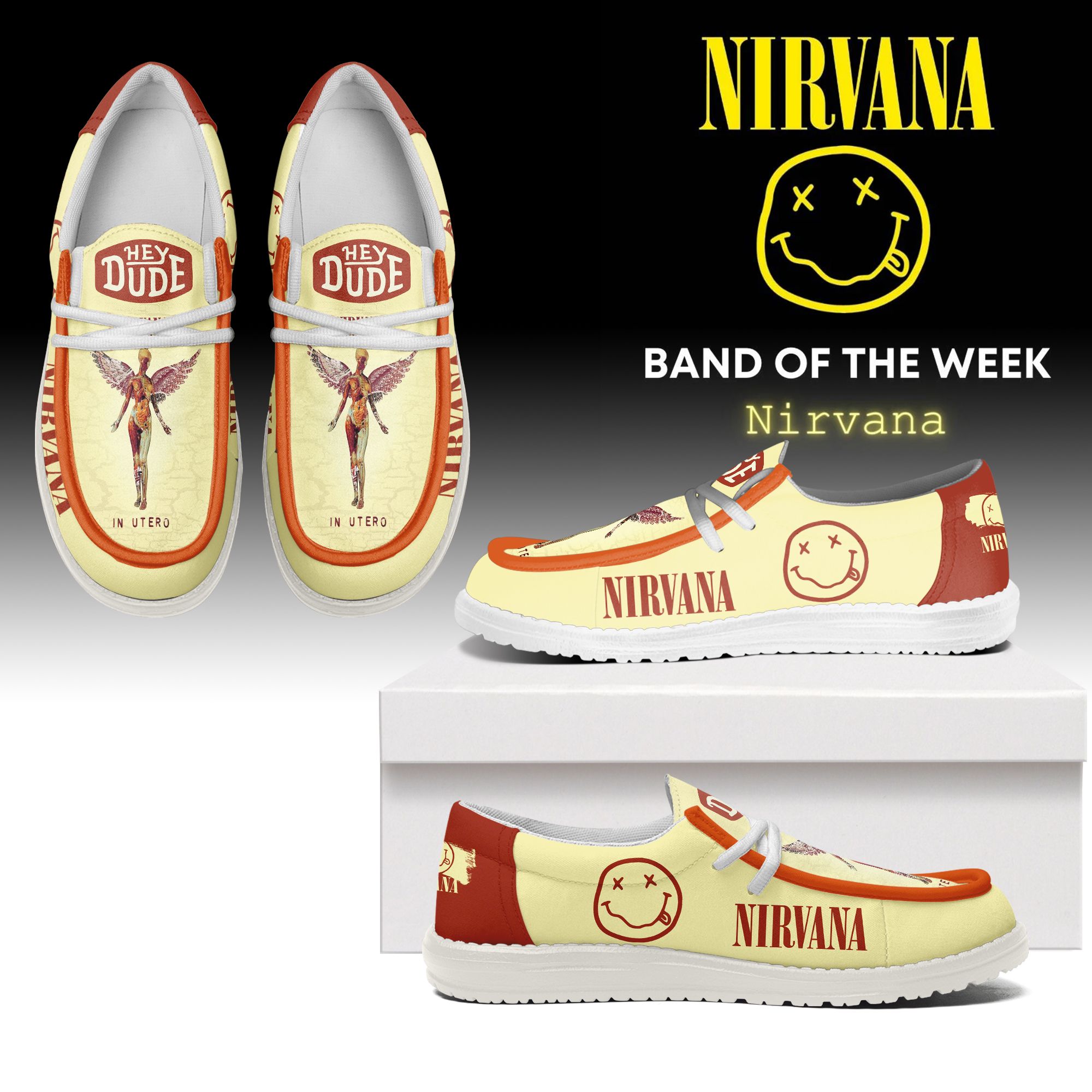 JWFancy Nirvana Band Hey Dude Shoes Gift For Fans
