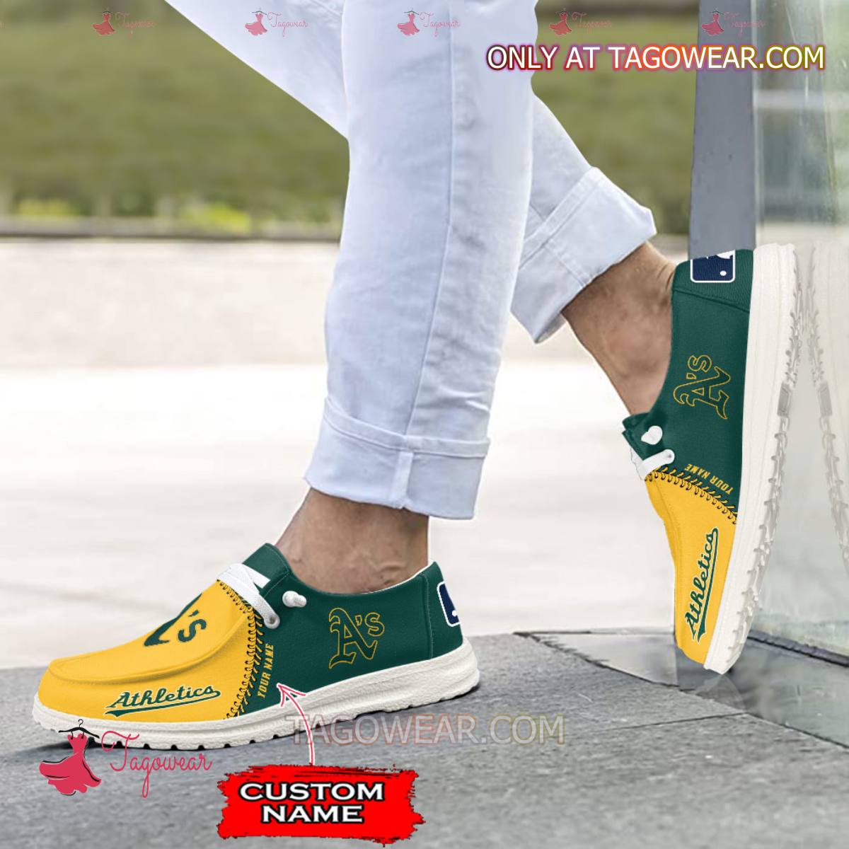 JWFancy Oakland Athletics Hey Dude Shoes Wally Men’s Lace Up Loafers Comfortable For Men And Women