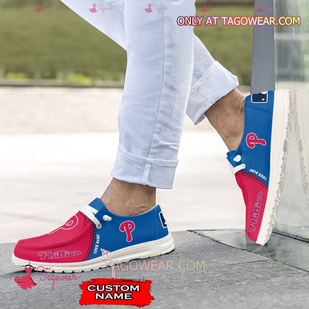 JWFancy Philadelphia Phillies Hey Dude Shoes Wally Men’s Lace Up Loafers Comfortable For Men And Women