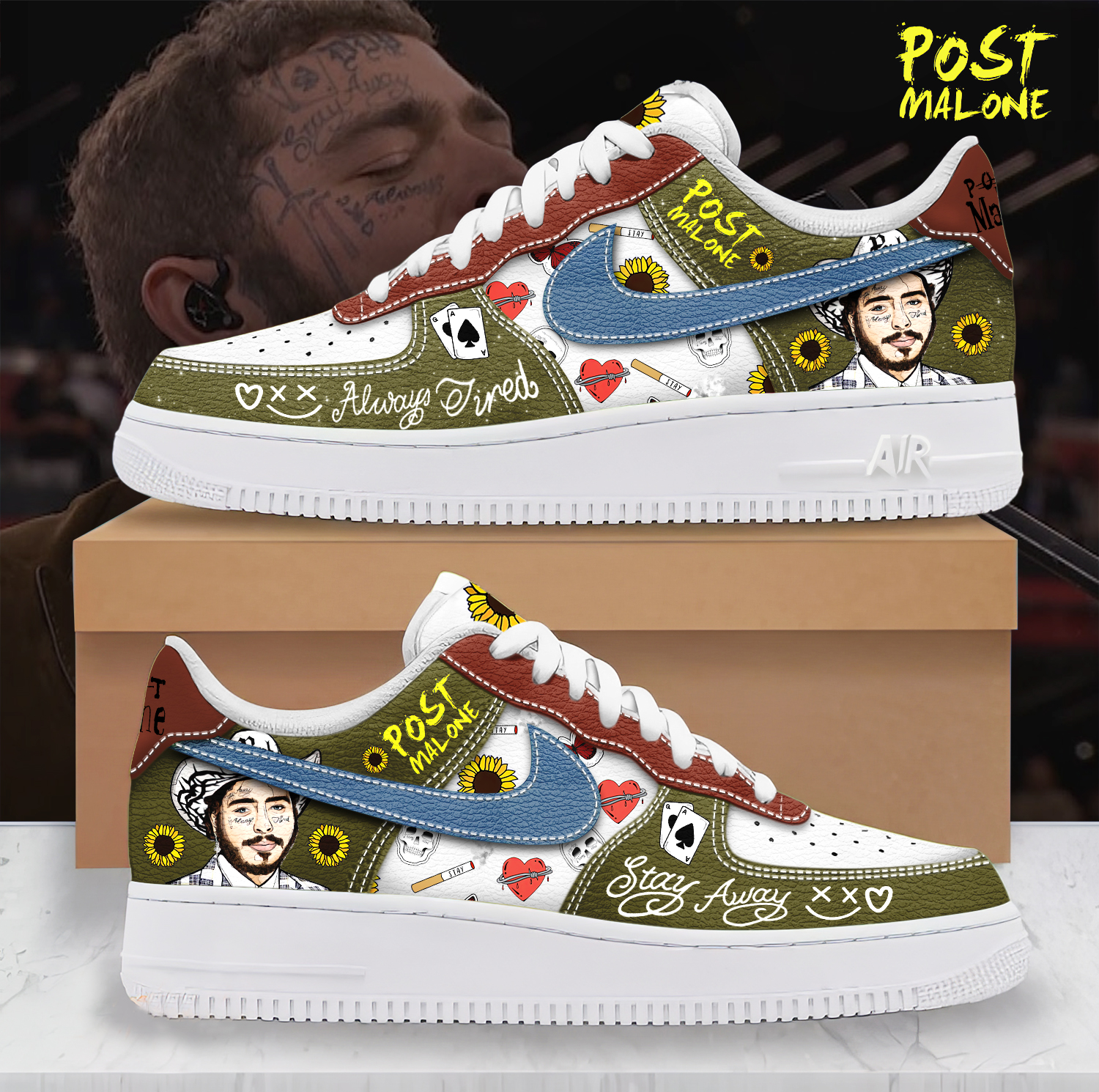 JWFancy Post Malone Air Low-Top Sneakers Shoes For Men And Women