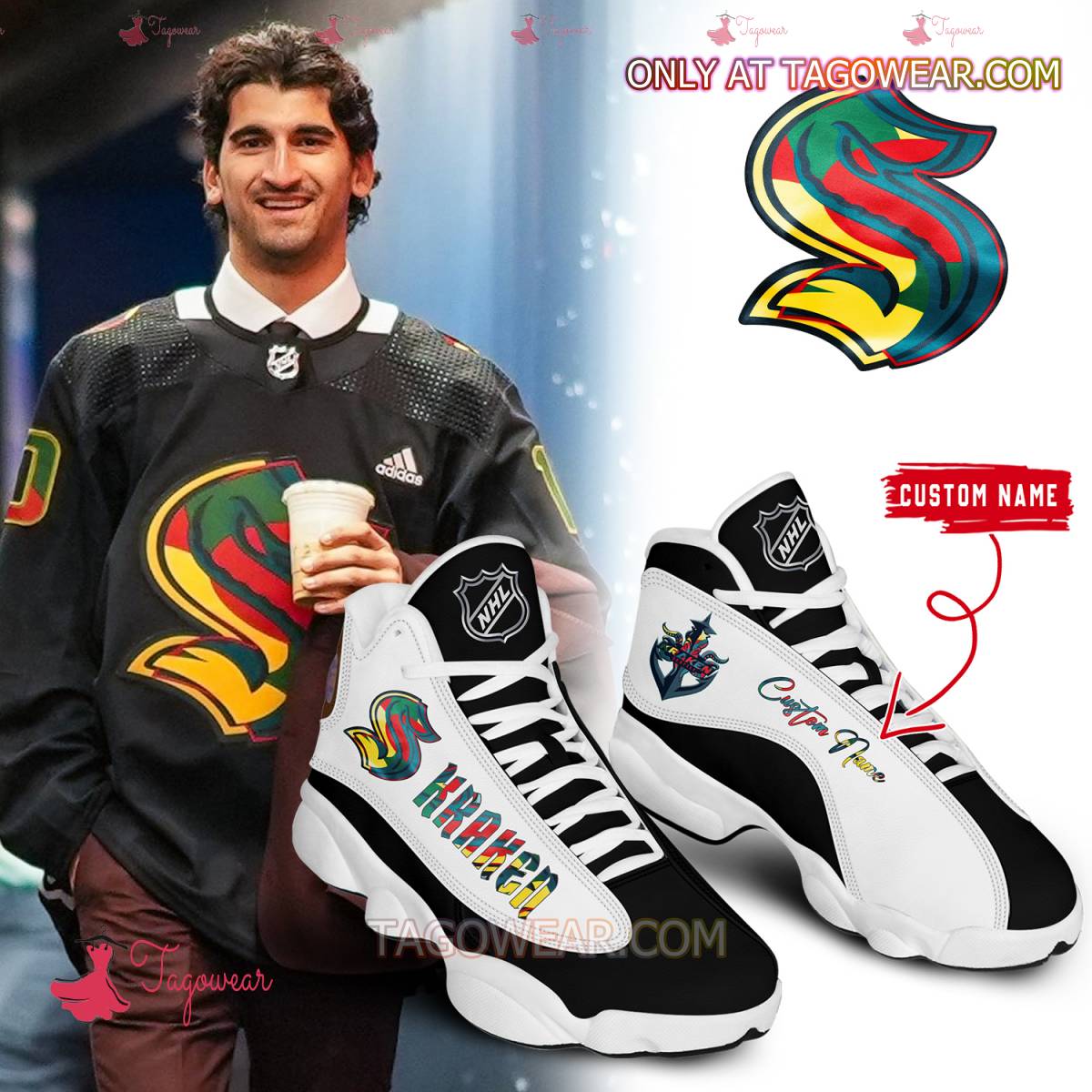 JWFancy Seattle Kraken AJ13 Sneakers Shoes For Men And Women