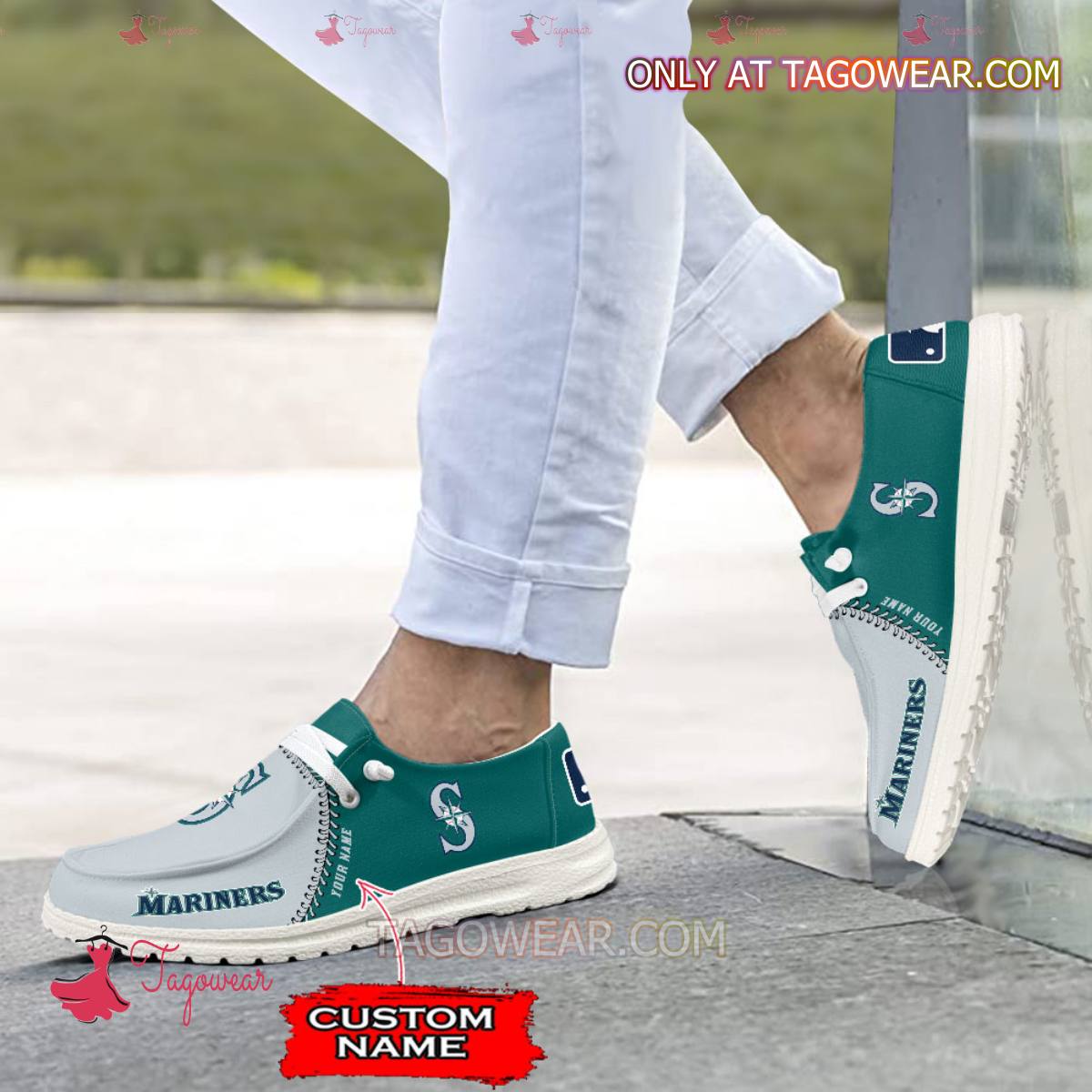 JWFancy Seattle Mariners Hey Dude Shoes Wally Men’s Lace Up Loafers Comfortable For Men And Women