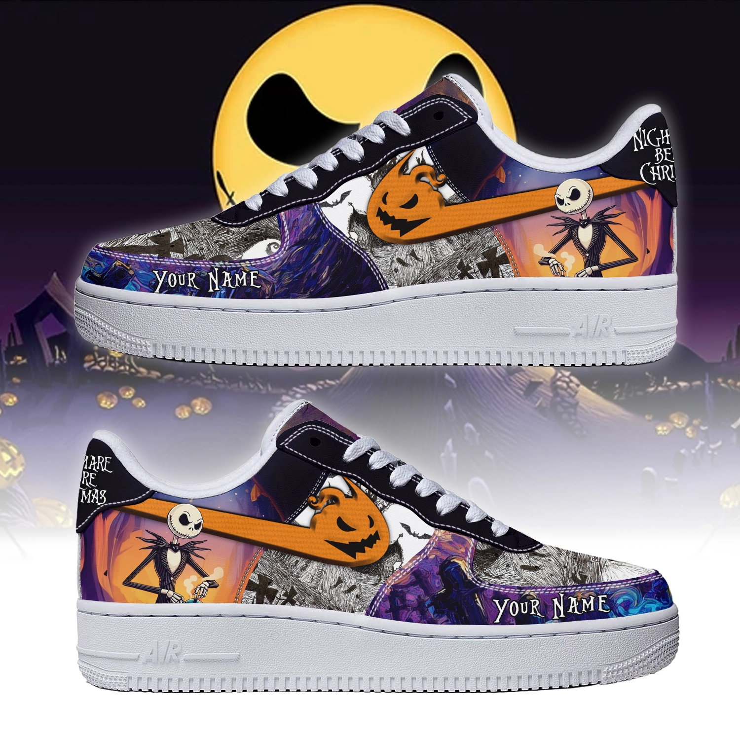 JWFancy The Nightmare Before Christmas x Halloween Air Low-Top Sneakers Shoes For Men And Women