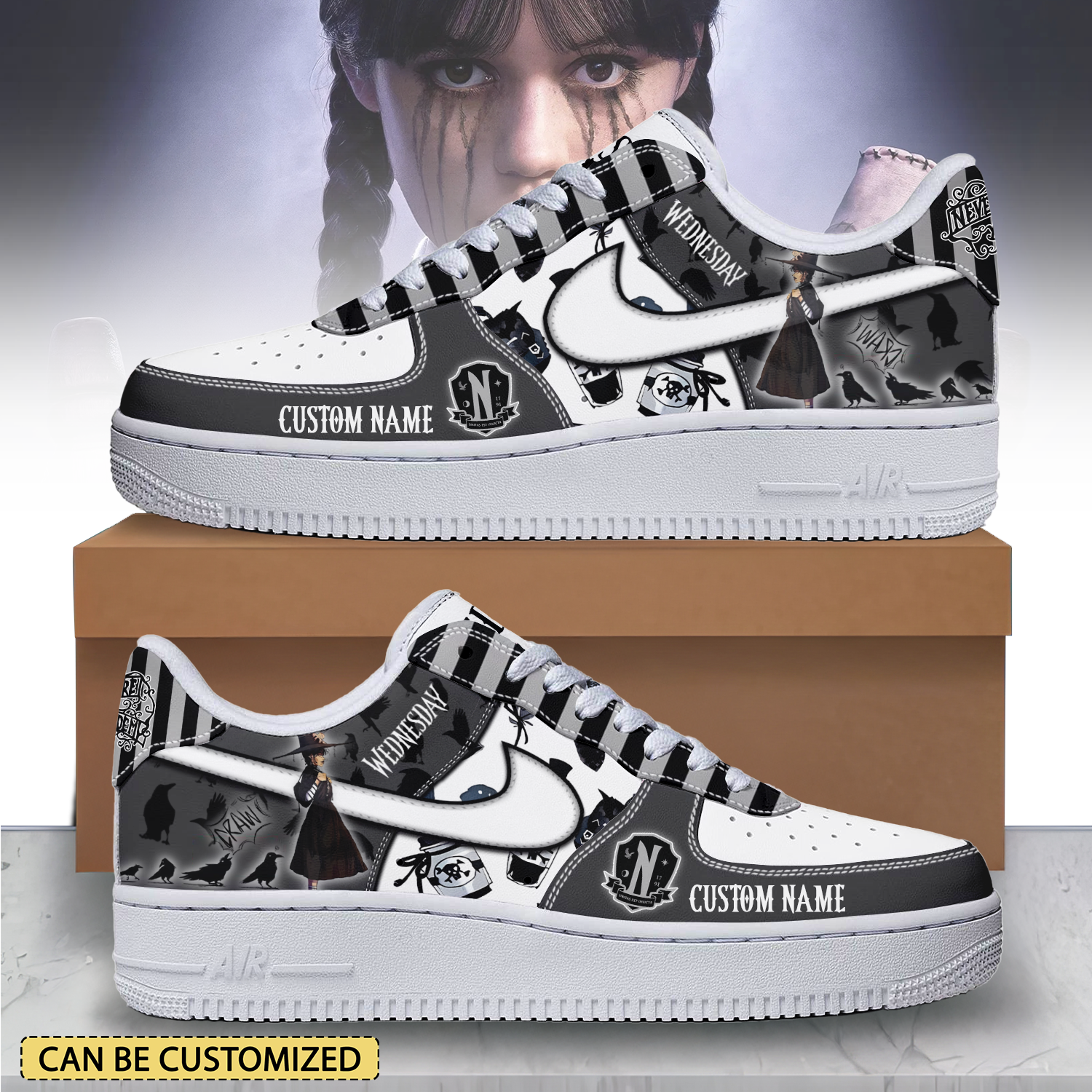 JWFancy Wednesday x Halloween Air Low-Top Sneakers Shoes For Men And Women
