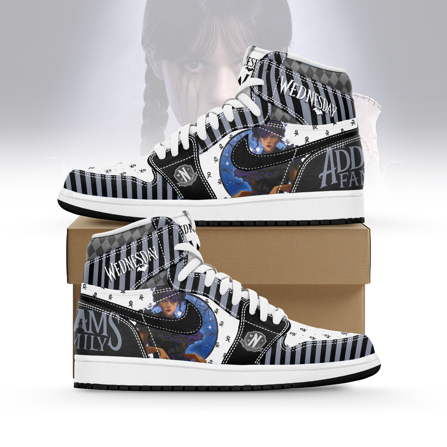 JWFancy Wednesday x Halloween AJ1 High Sneakers Shoes For Men And Women