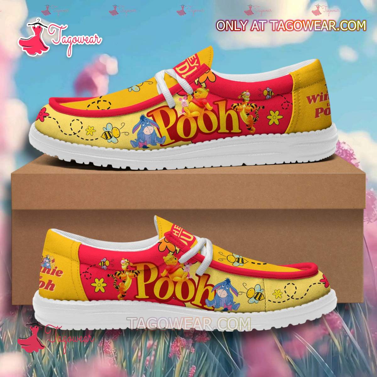 JWFancy Winnie The Pooh Hey Dude Shoes Wally Men’s Lace Up Loafers Comfortable For Men And Women