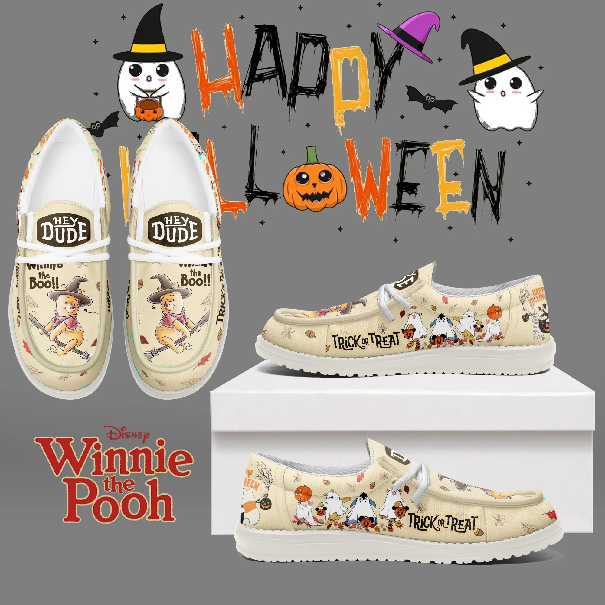 JWFancy Winnie The Pooh x Halloween Hey Dude Shoes Gift For Fans