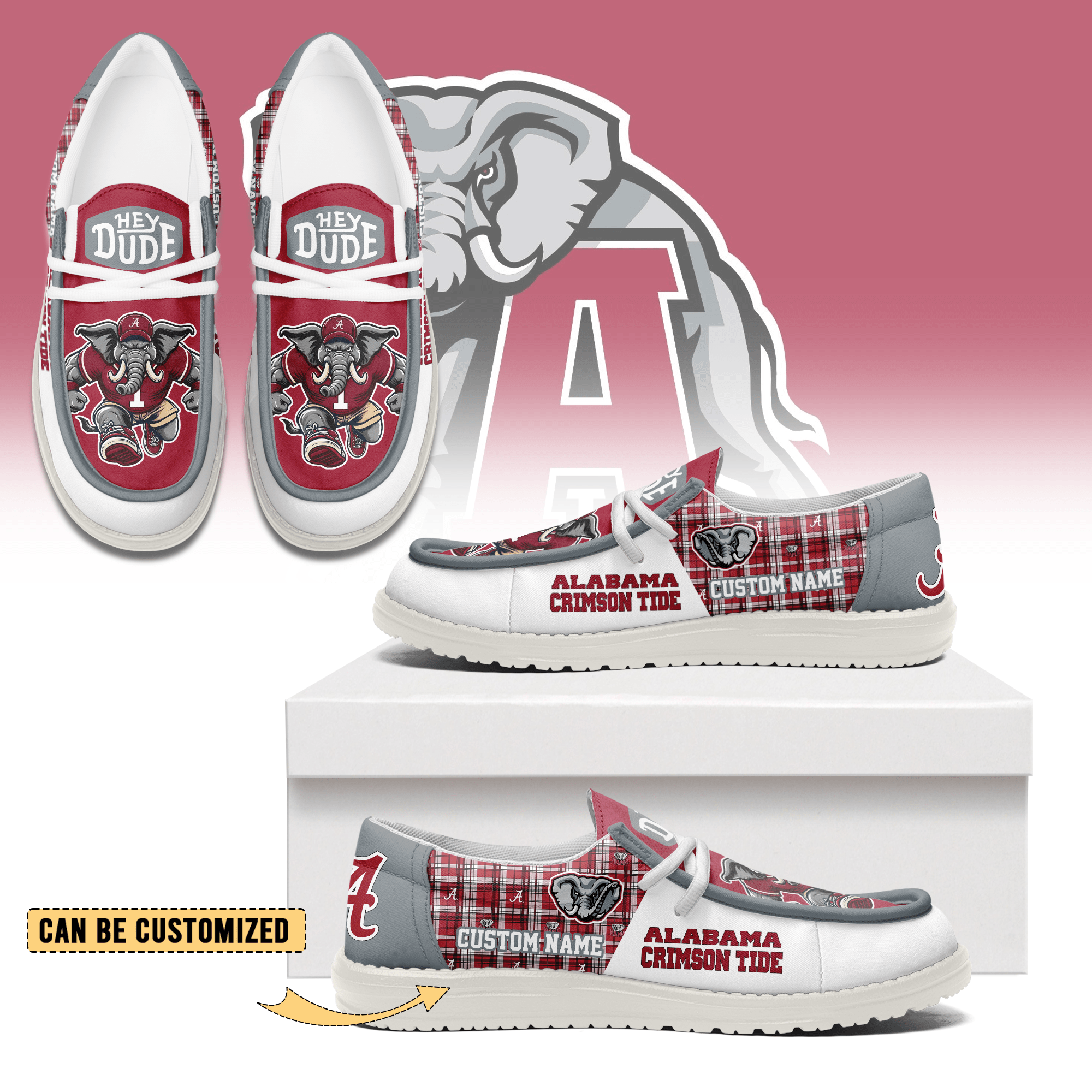 JWFancy Alabama Crimson Tide Personalized Hey Dude Shoes For Men And Women