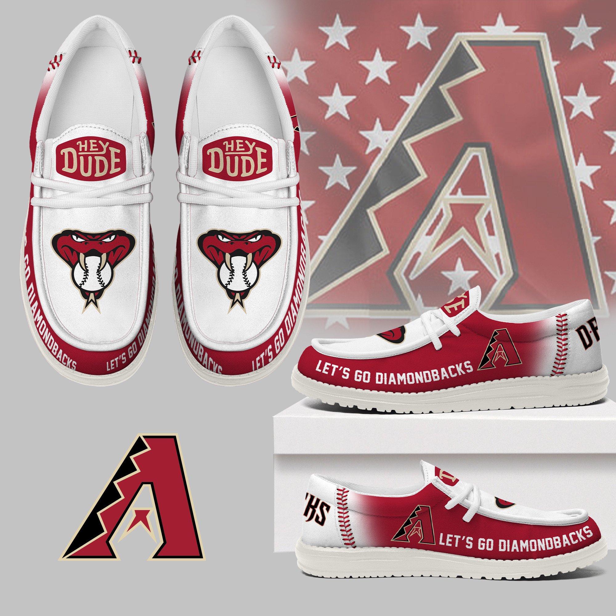 JWFancy Arizona Diamondbacks Hey Dude Shoes Wally Men's Lace Up Loafers Comfortable For Men And Women
